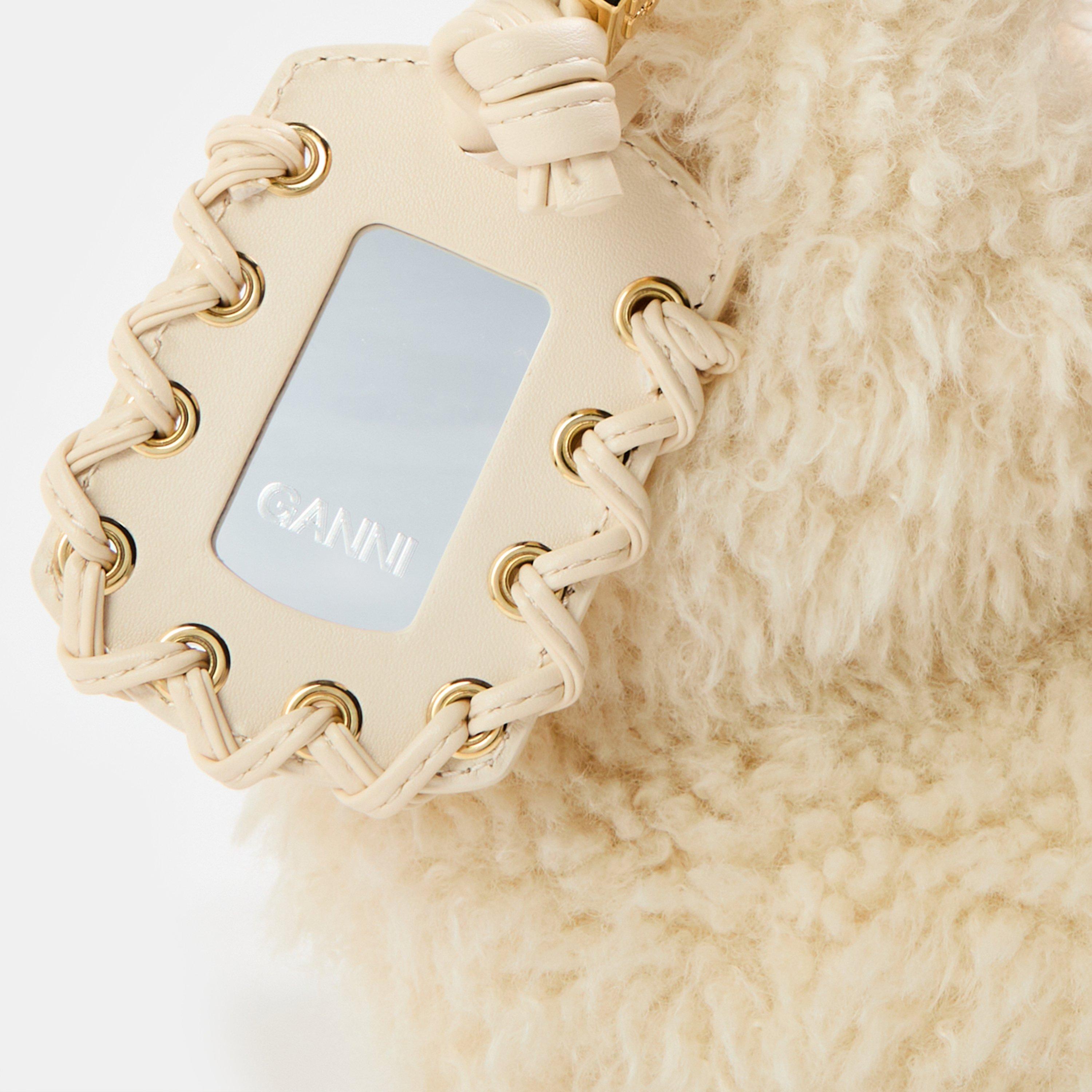 Egret - Ganni - Women's Mini Hobo Fur Crossbody Bag - 3