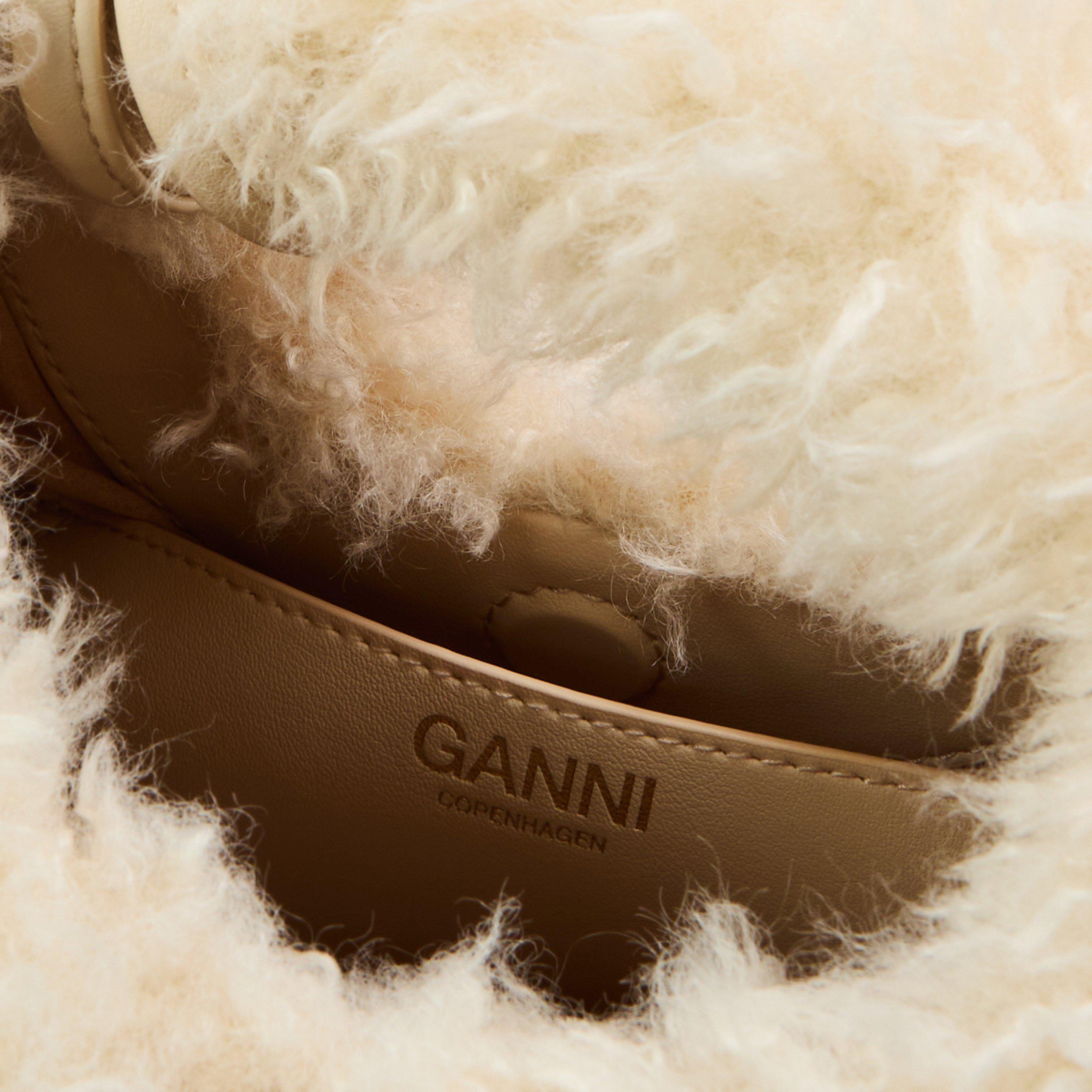 Egret - Ganni - Women's Mini Hobo Fur Crossbody Bag - 4