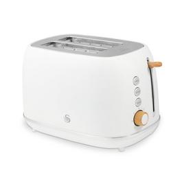 Swan Fjord 800W 2 Slice toaster White with Wooden Accen