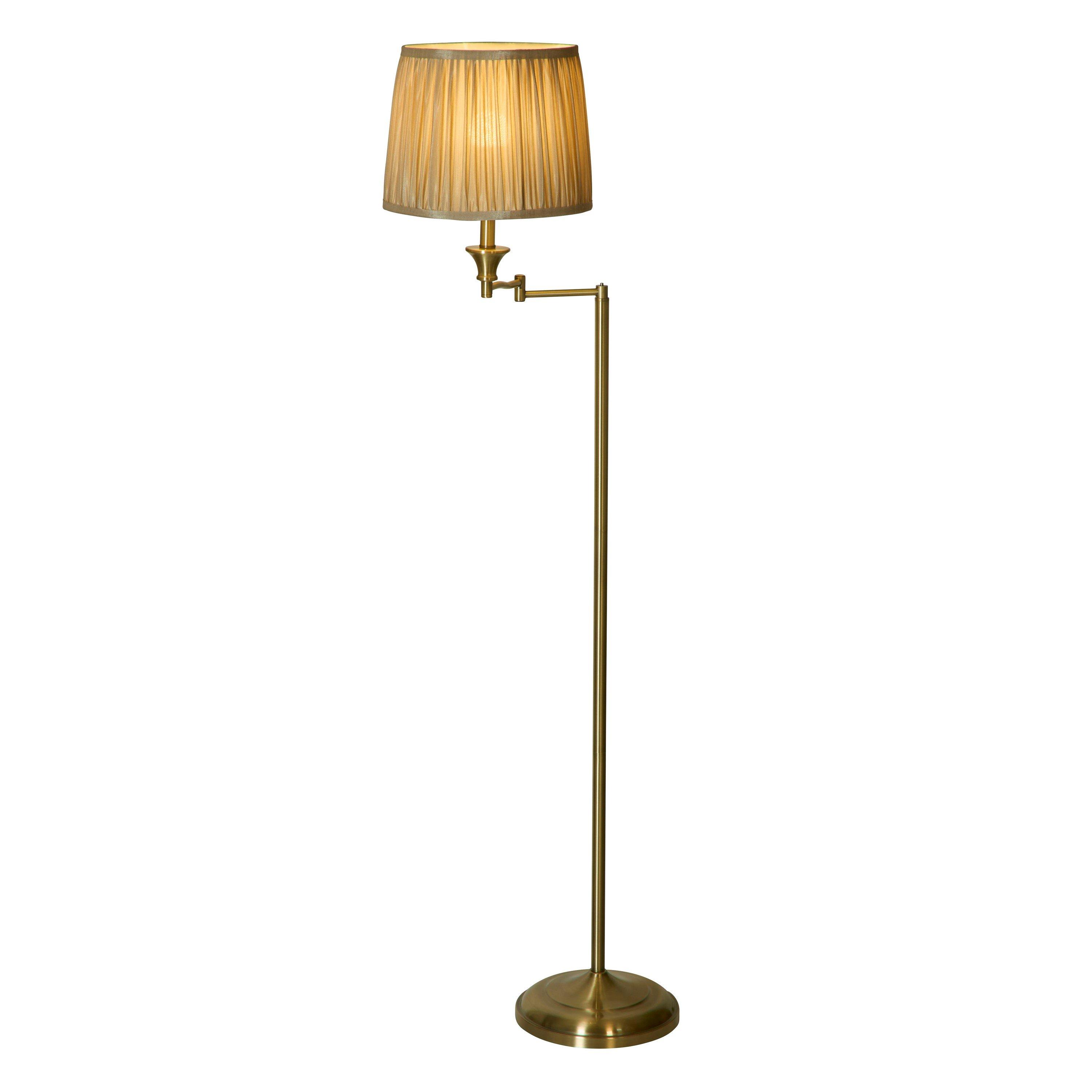 Metallics - Lighting Collection - Ab Swing Arm Floor Lamp with Pleated Shade - 2
