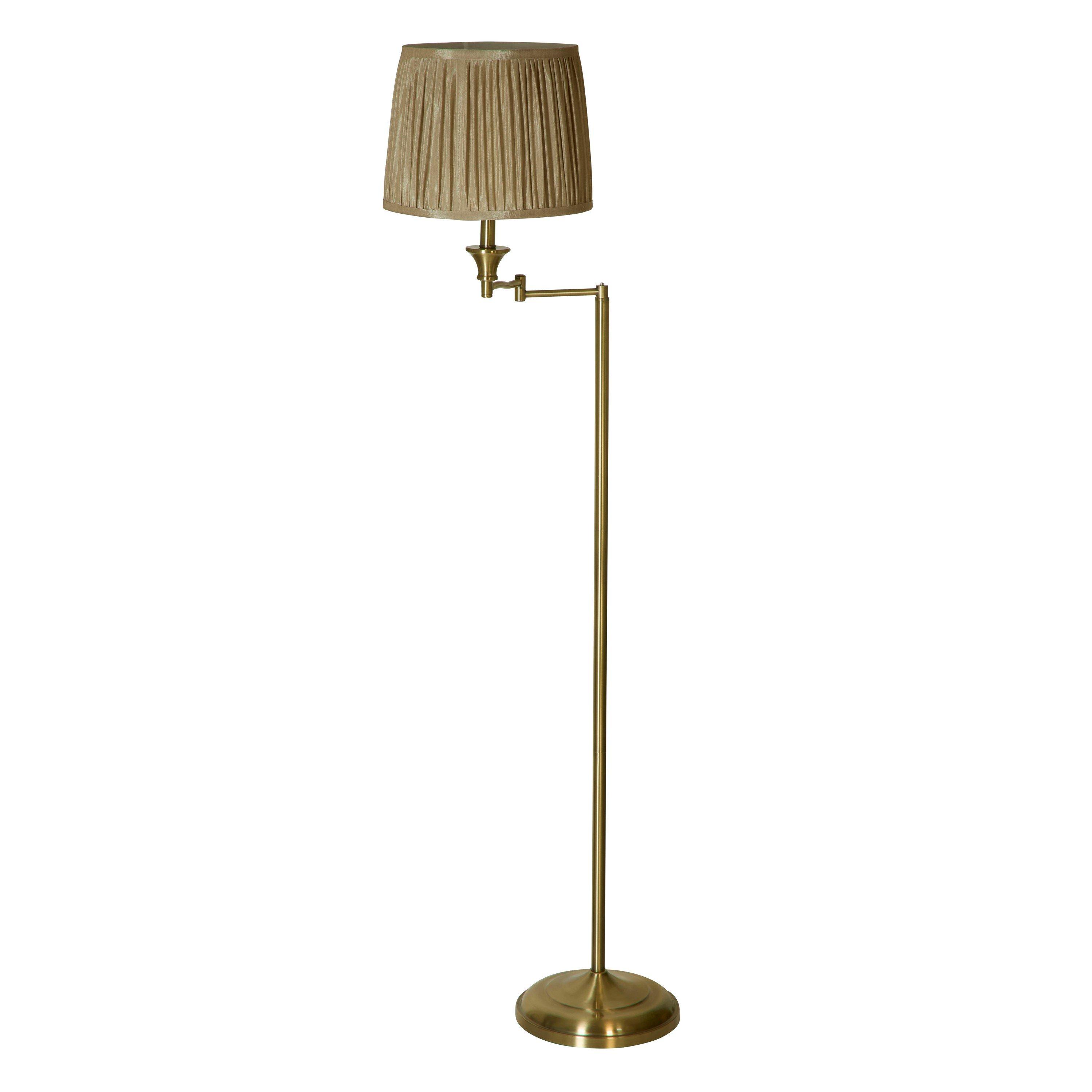 Metallics - Lighting Collection - Ab Swing Arm Floor Lamp with Pleated Shade - 3