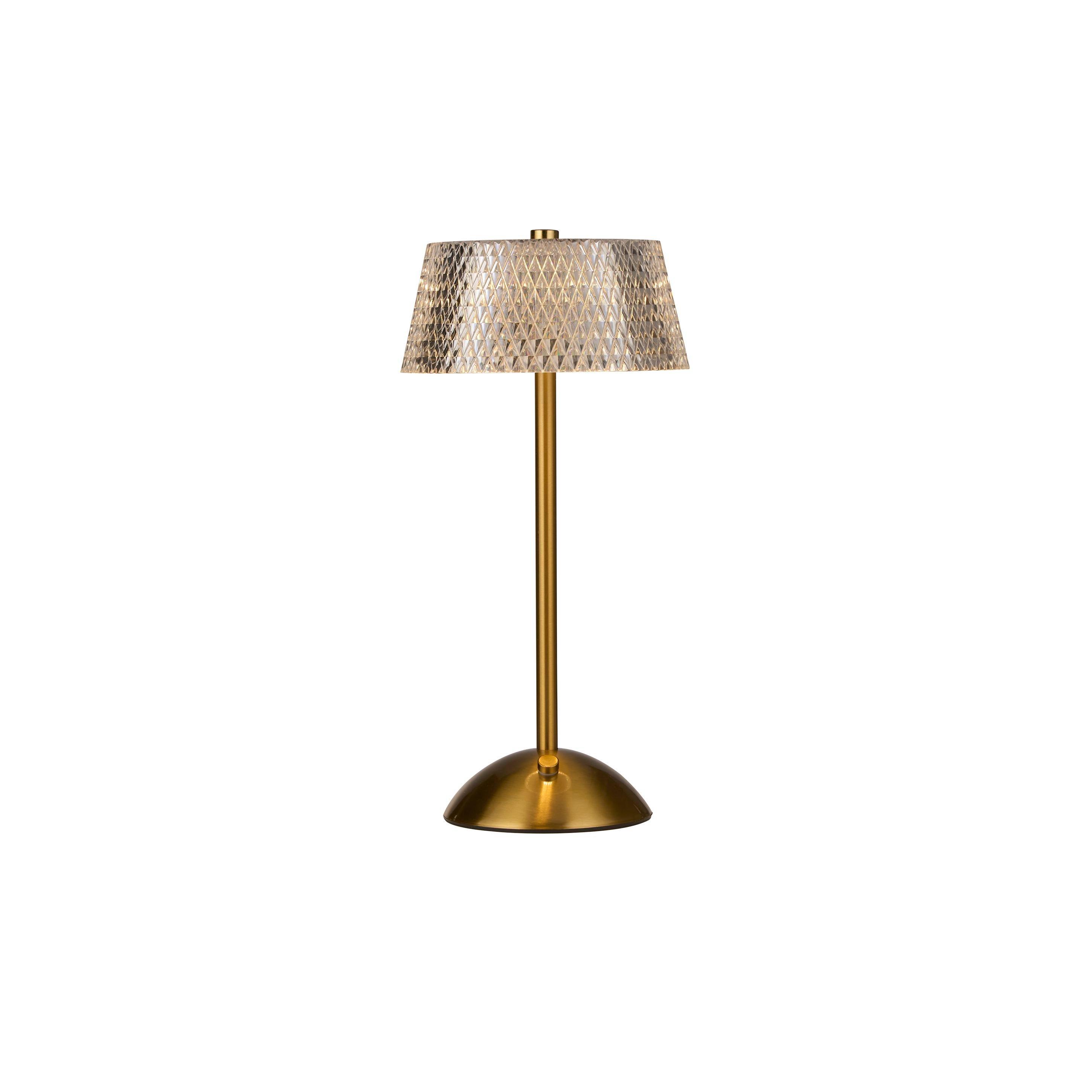 Brass And Clear - Lighting Collection - Pair of Rechargeable Table Lamp with Crystal Effec - 1