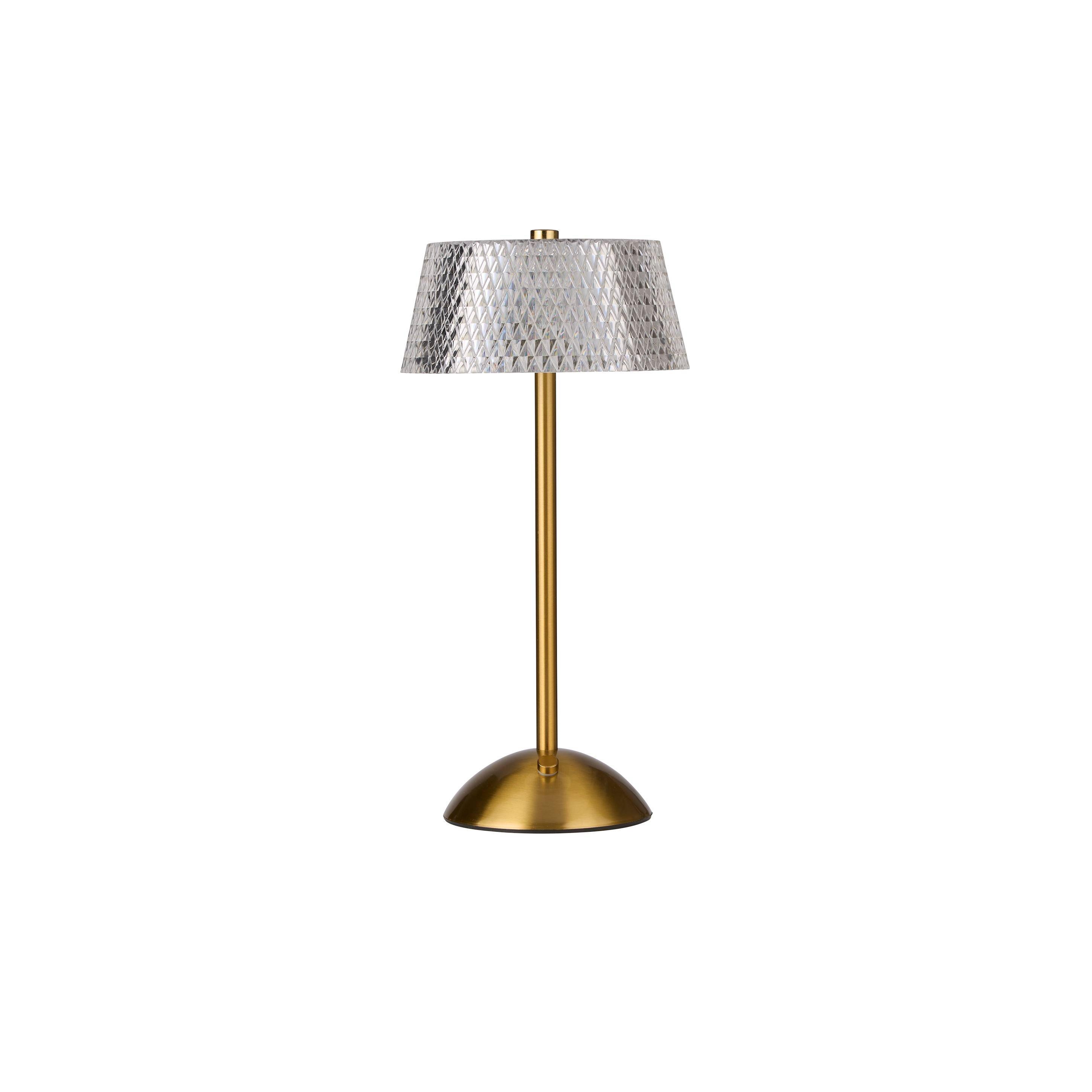 Brass And Clear - Lighting Collection - Pair of Rechargeable Table Lamp with Crystal Effec - 3