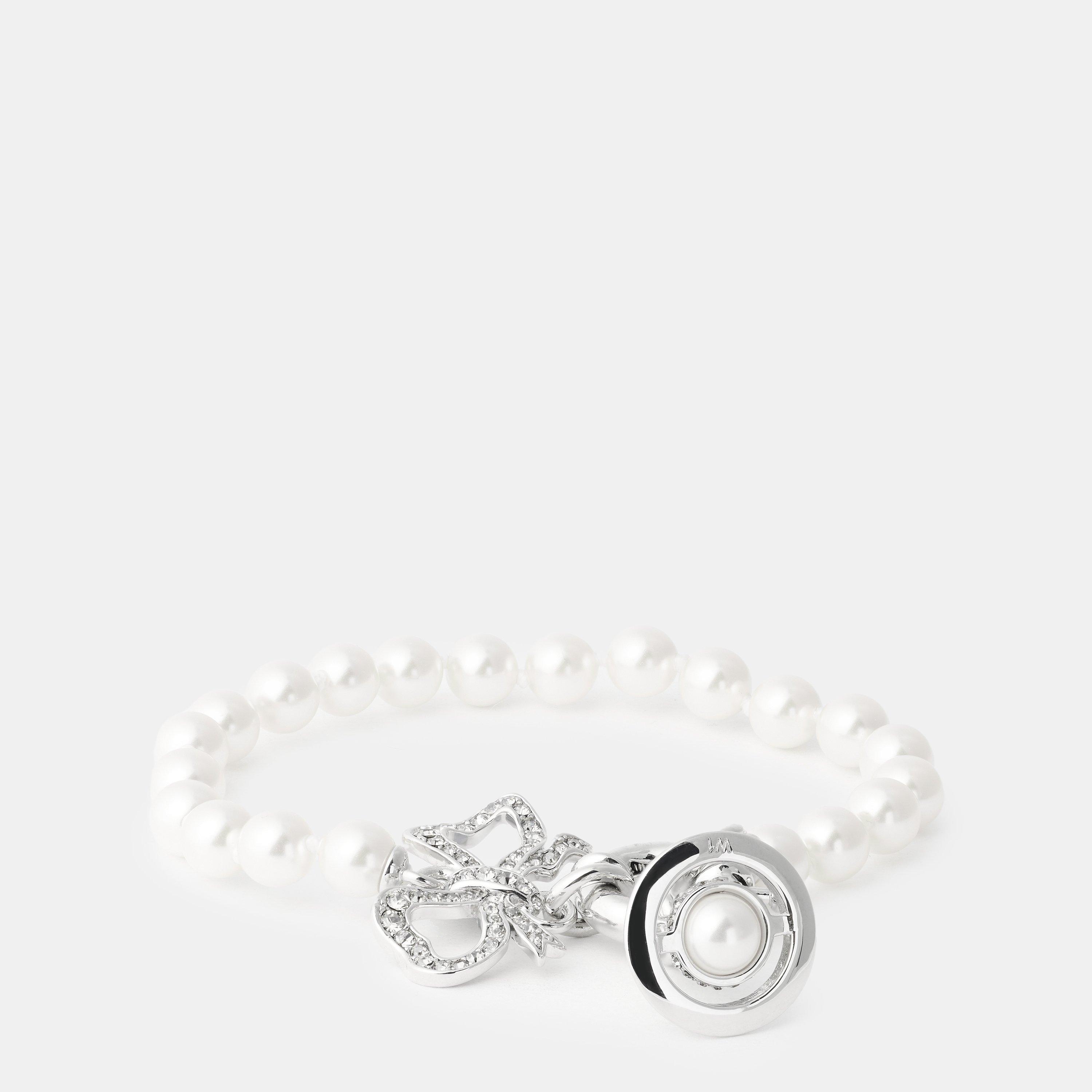 Plat/Crystal - Vivienne Westwood - Women's Viv Rigoberta Pearl Bead Bracelet - 1