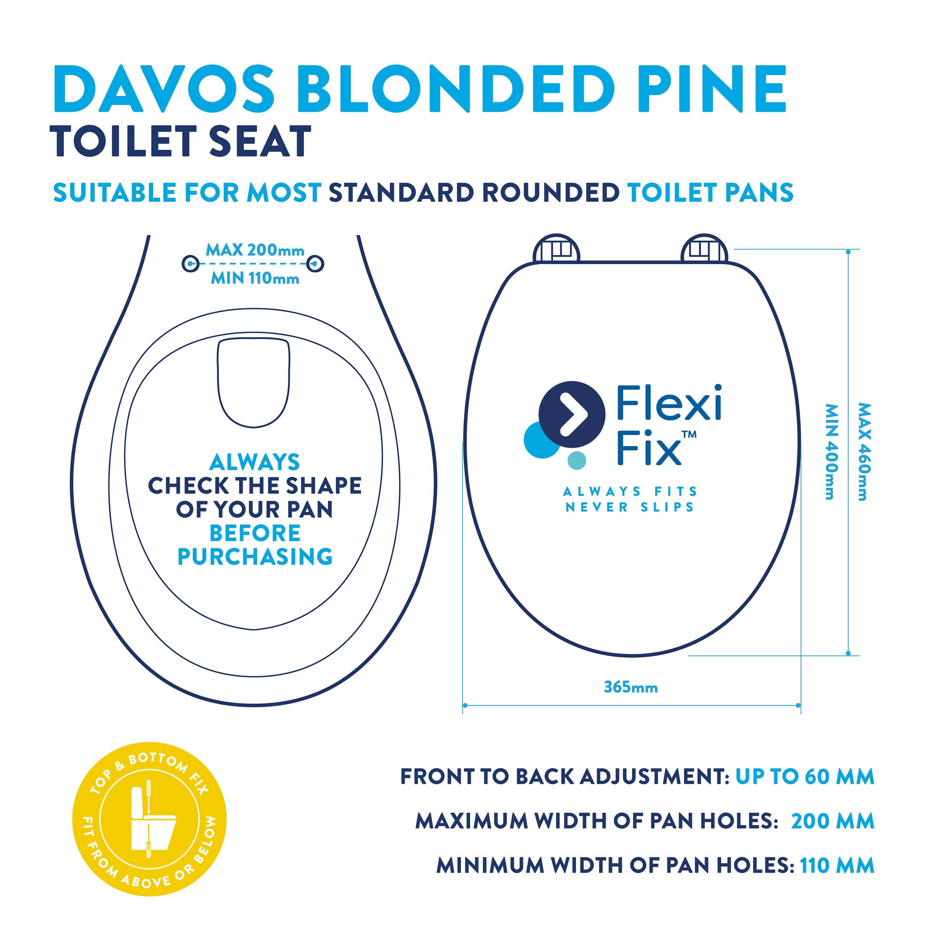 Blonded Pine - Croydex - Davos Flexi-Fix Toilet Seat - 8