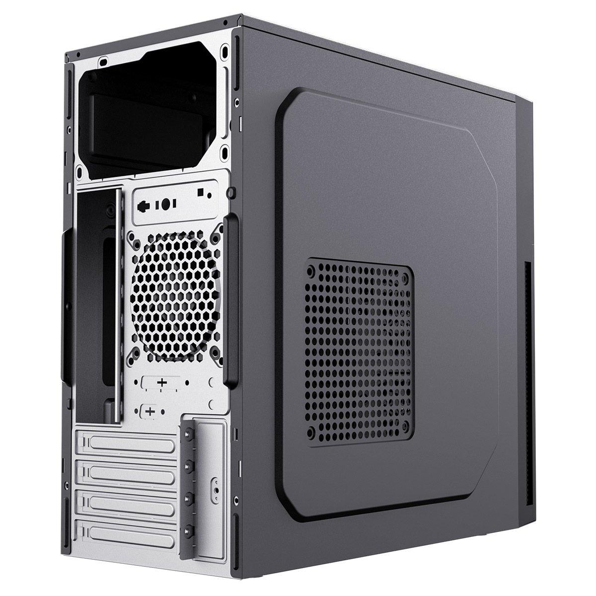 Black - CiT - Mentor Micro-ATX Office PC Case With USB Type C and 80mm Rear Black Fan Included - 5