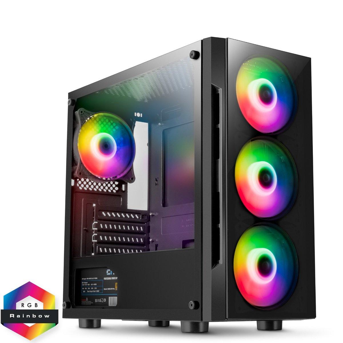Cit  Flash Gaming Matx Case 4X Argb Fans Tg Front And Side Panels Epe - Black