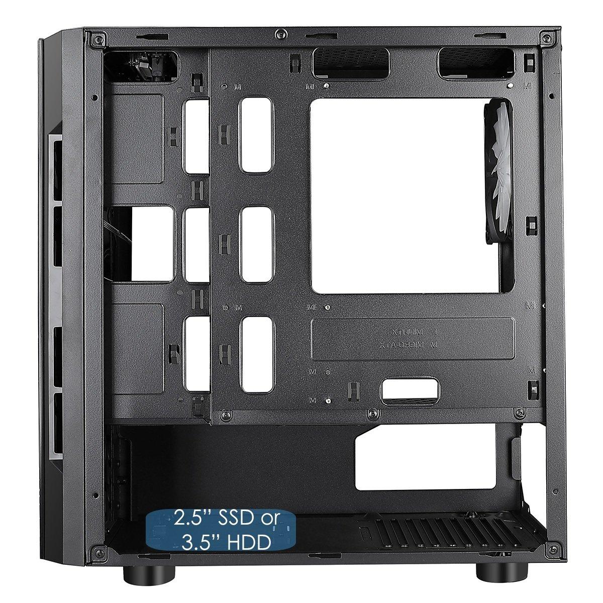 Black - CiT - Flash Gaming Matx Case 4x ARGB fans TG Front and Side Panels EPE - 4
