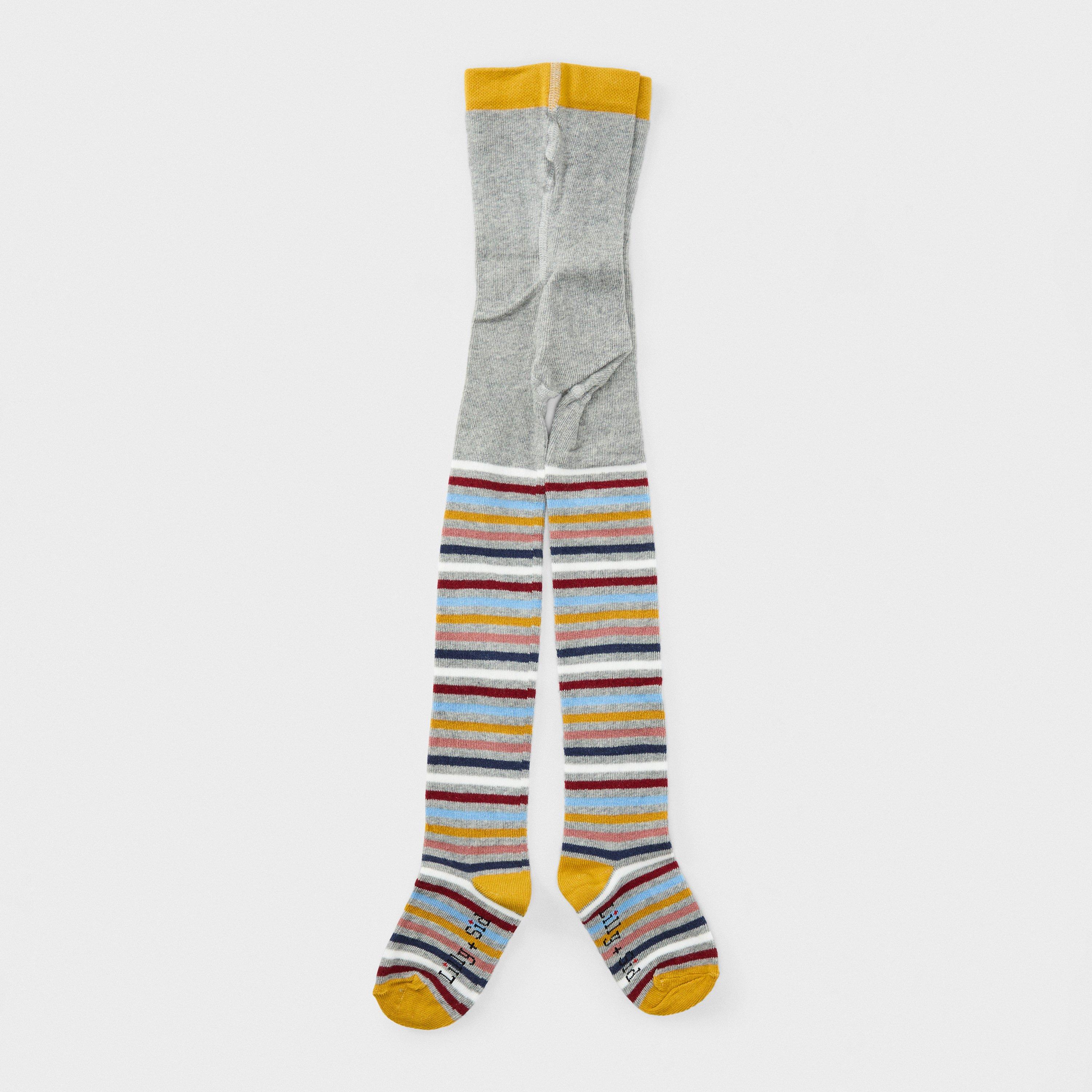 Grey - Lilly and Sid - Multi-Stripe Patterned Tights - 2