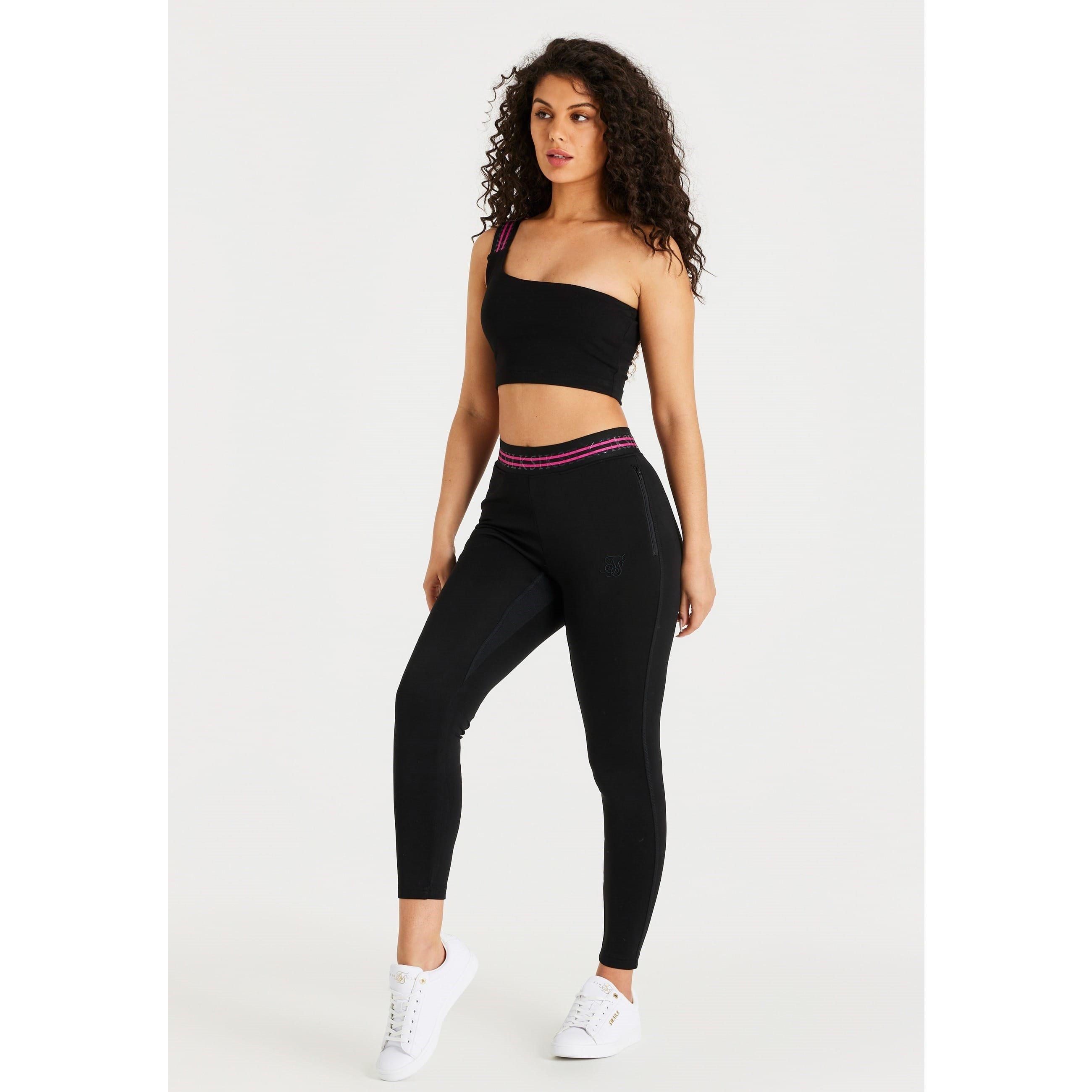 Black - SikSilk - Tape One Shoulder Cropped Bralette - 3