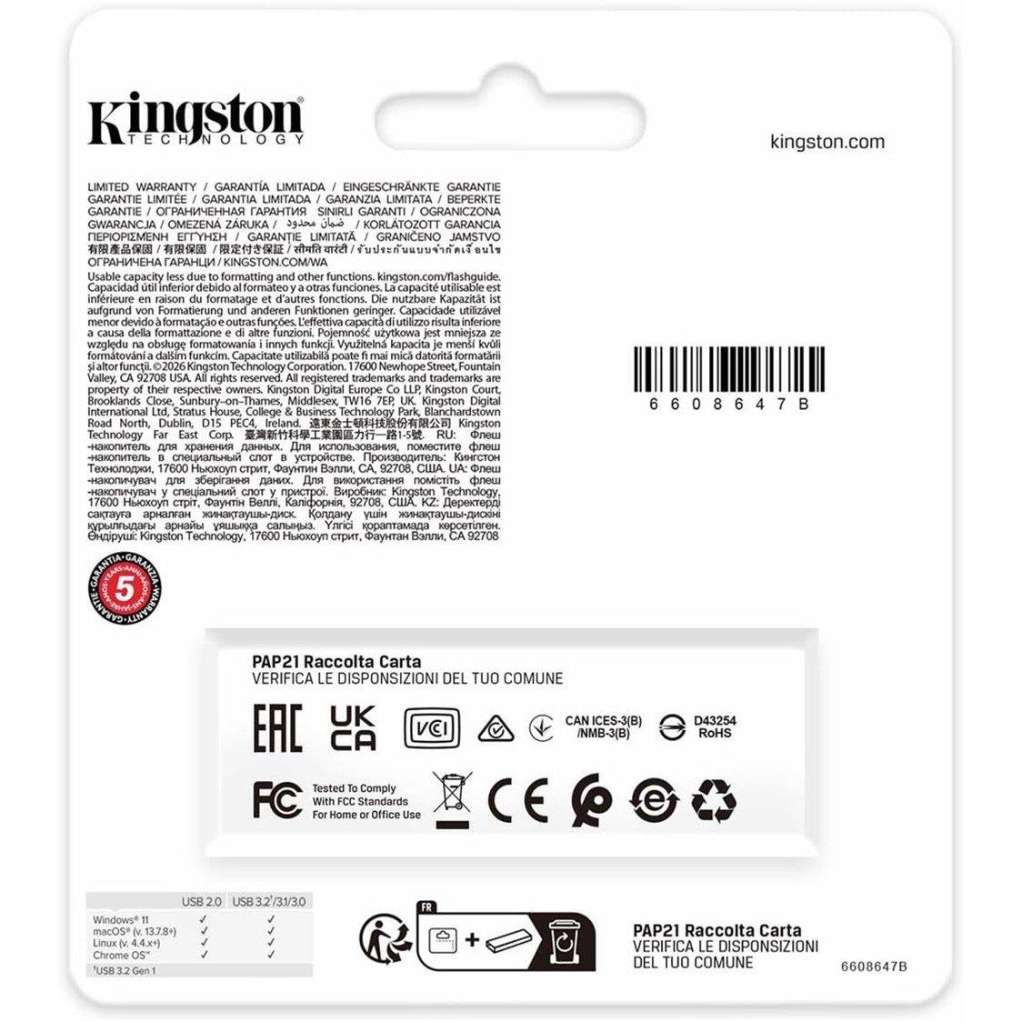 Crna - Kingston Technology - 64GB Exodia USB Flash Drive 3.2 Gen 1 Black - 5