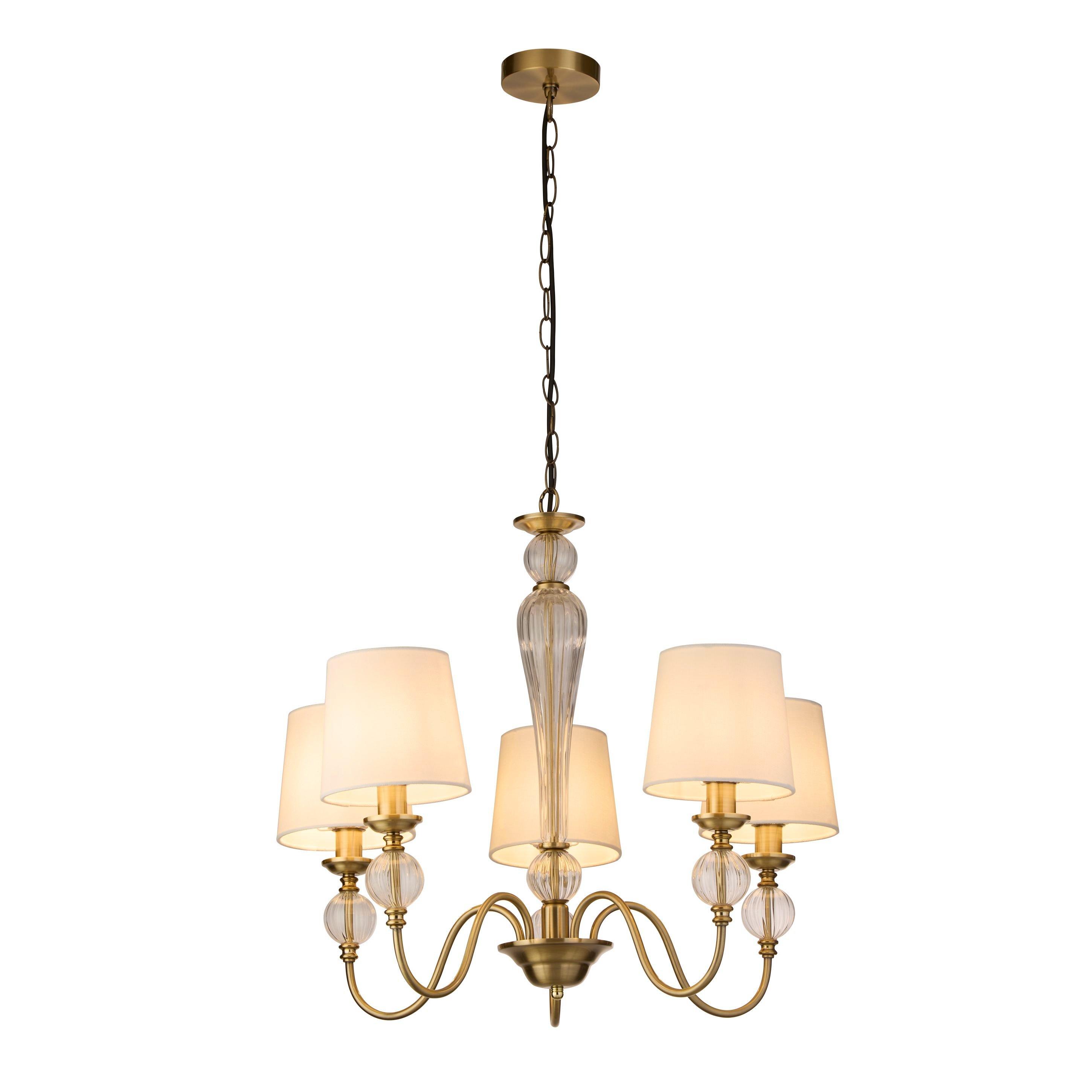 Brass And Clear - Lighting Collection - 5 Light Glass Balls Ceiling Pendant - 2