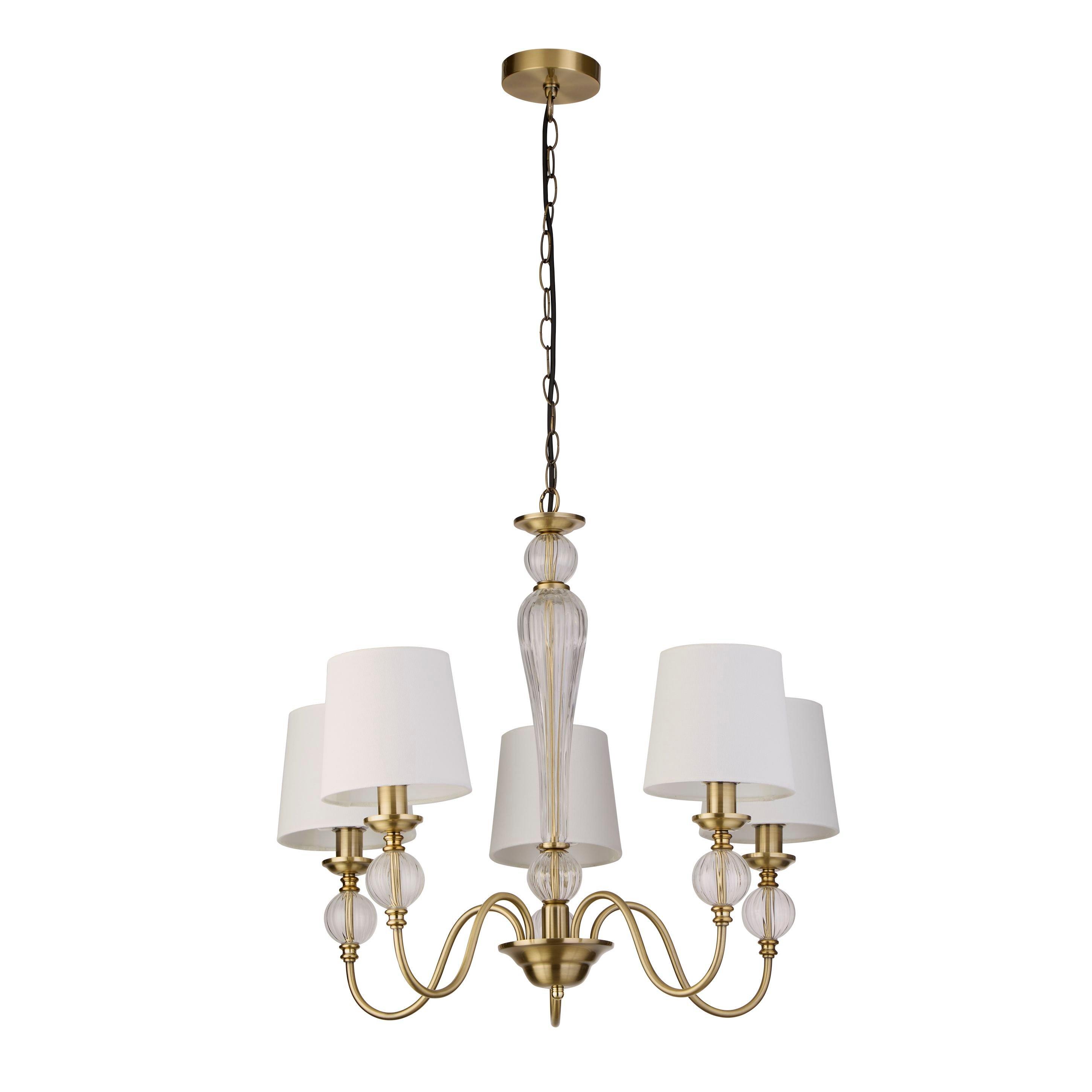 Brass And Clear - Lighting Collection - 5 Light Glass Balls Ceiling Pendant - 3