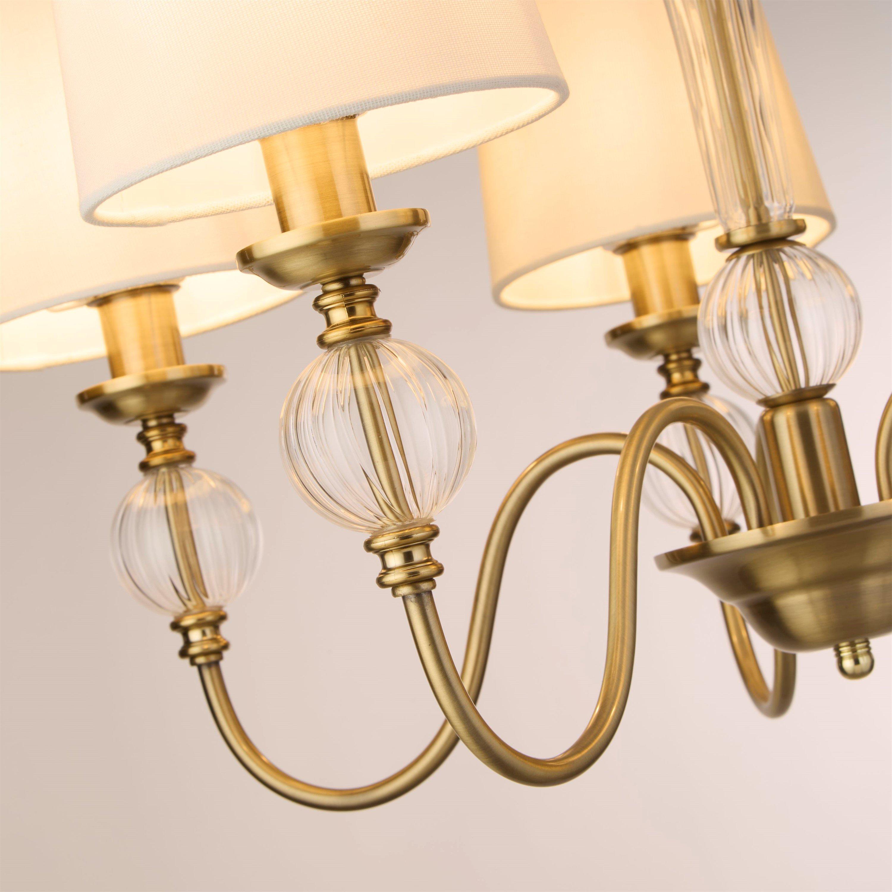 Brass And Clear - Lighting Collection - 5 Light Glass Balls Ceiling Pendant - 4