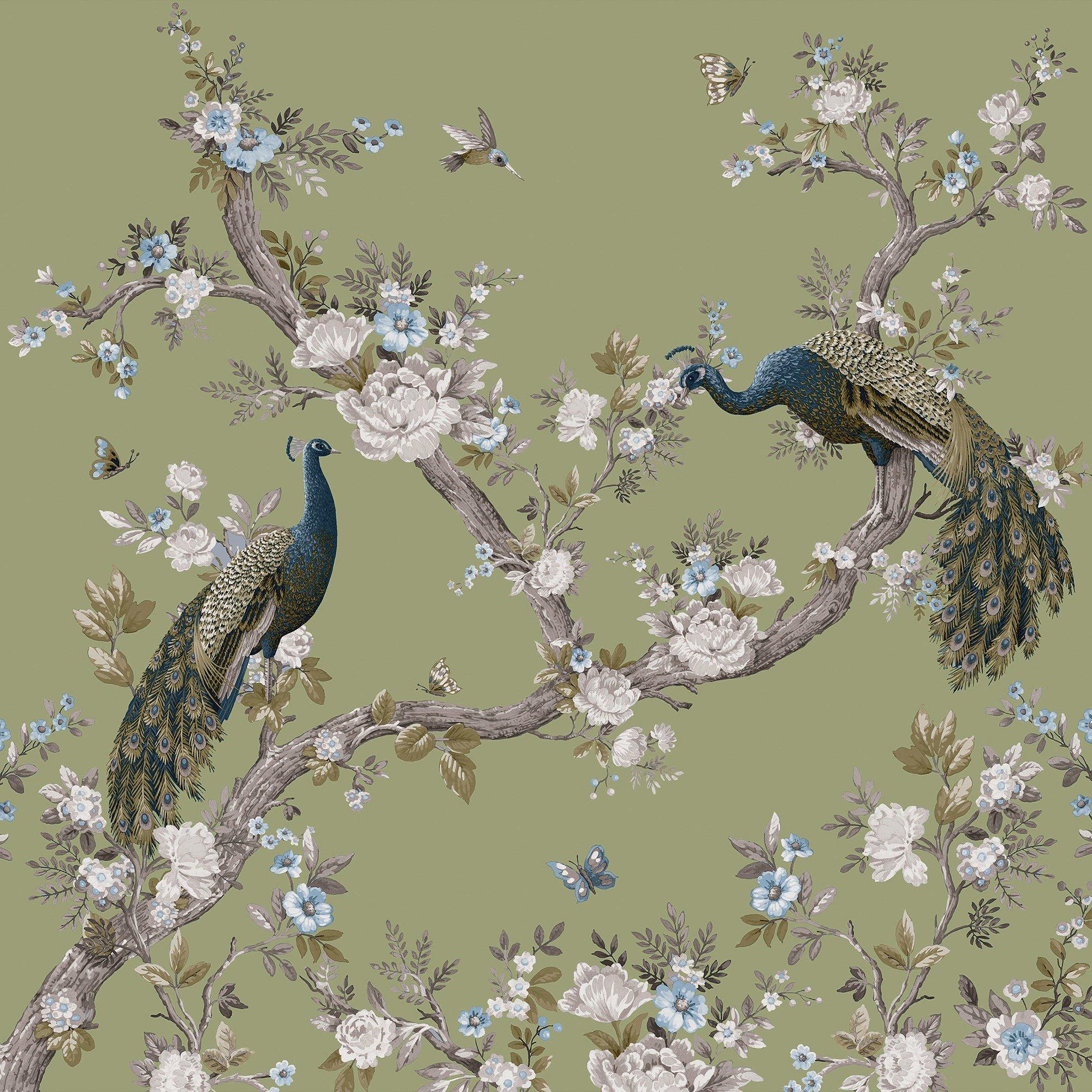 Green - Laura Ashley - Belvedere Hedgerow Fixed Size Mural - 2
