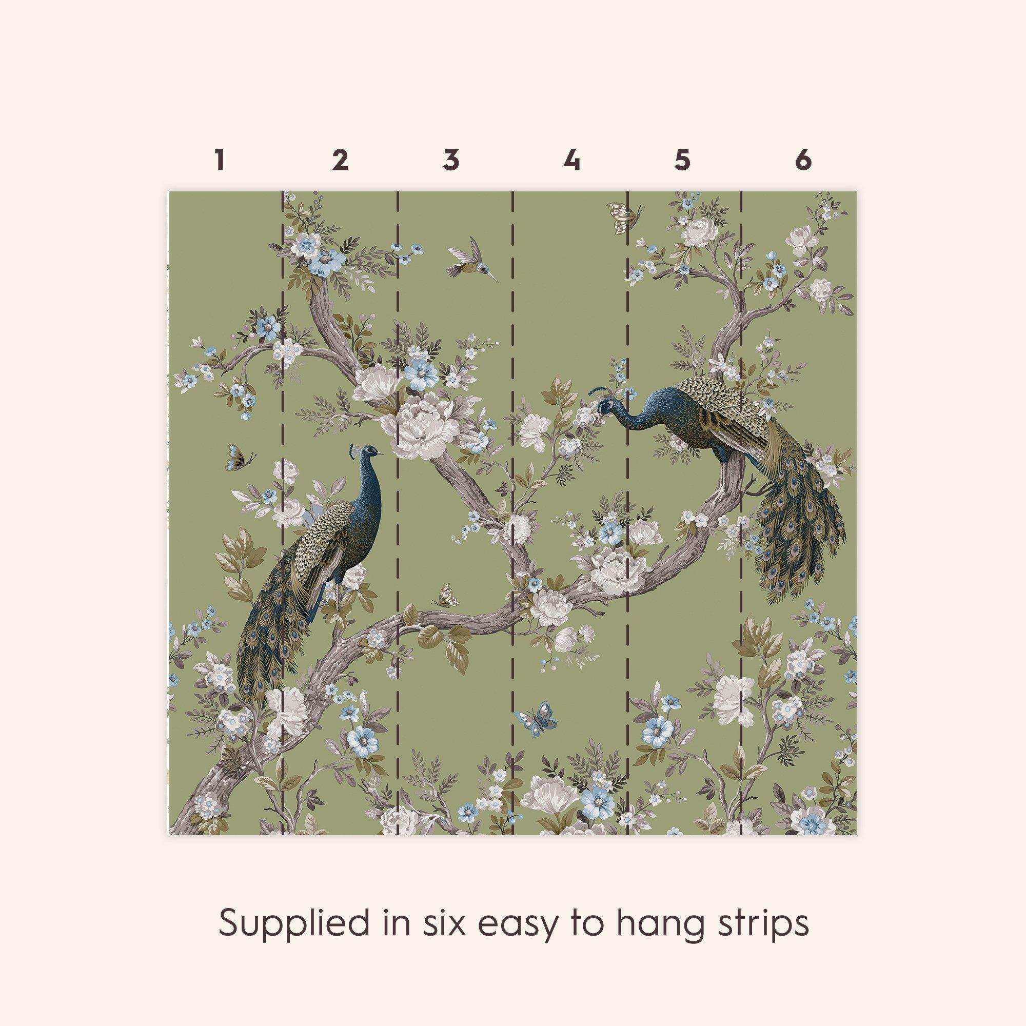 Green - Laura Ashley - Belvedere Hedgerow Fixed Size Mural - 6