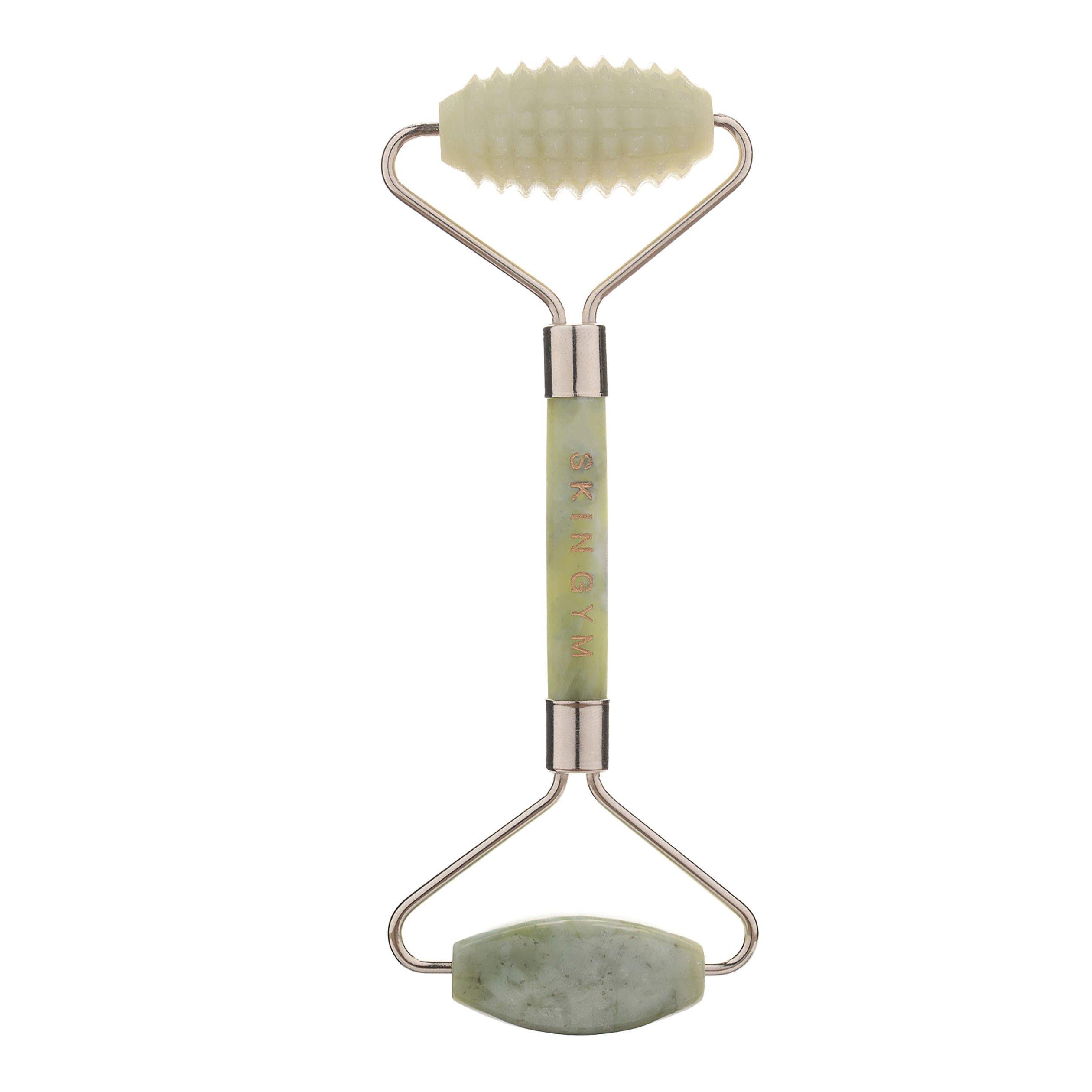 Green - Skin Gym - Jade Double Duty Smooth & Textured 2D Face Roller - 1