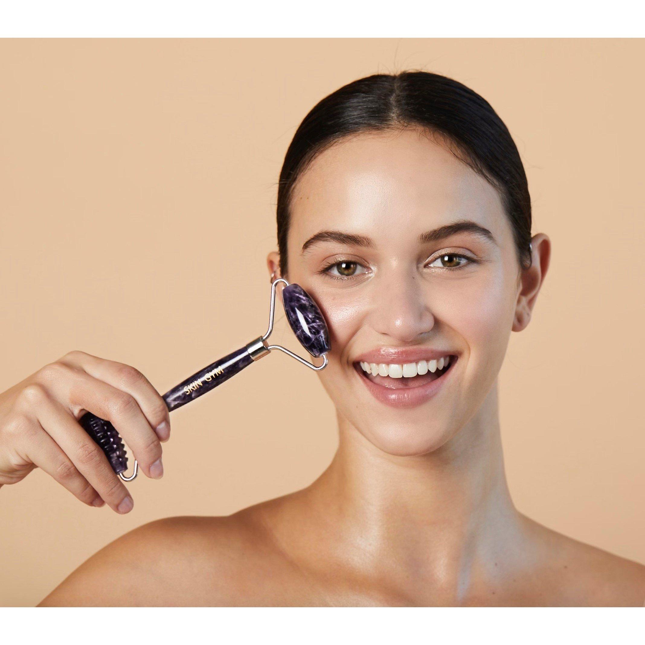 Purple - Skin Gym - Amethyst 2D Texturized and Smooth Facial Roller - 3