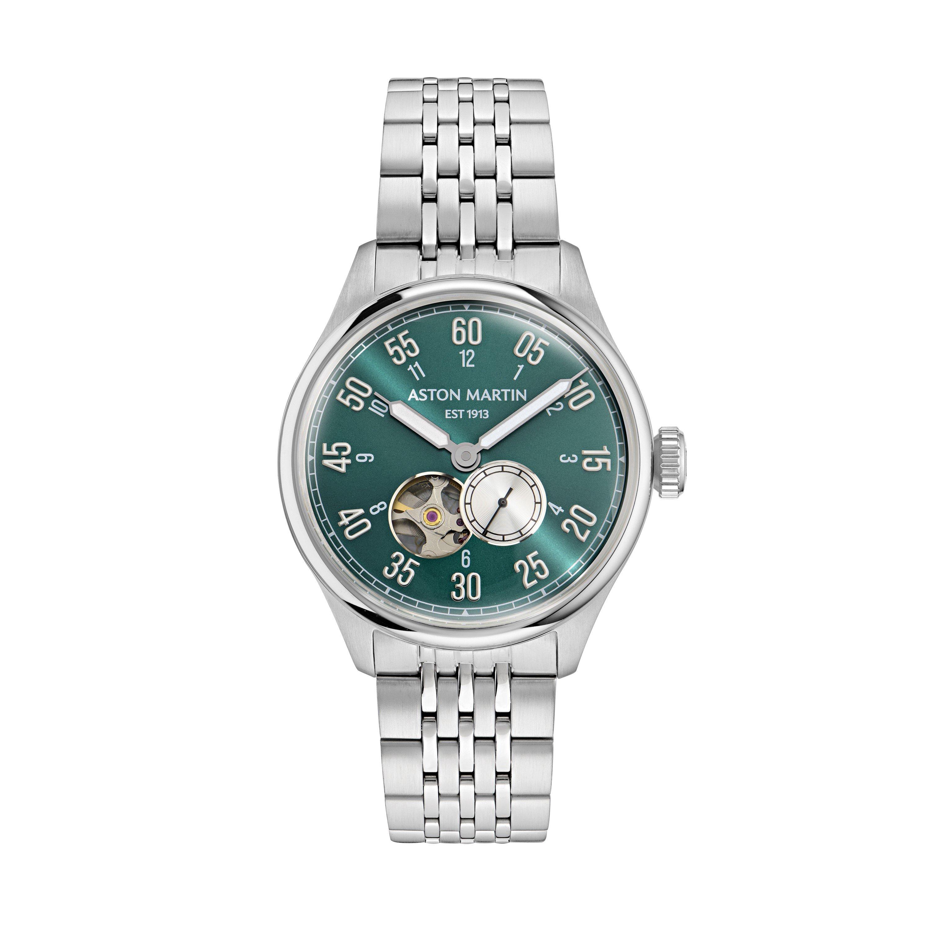 Green/Silver - Aston Martin - Men's AMR 1913 Automatic Auto Analogue Watch - 1