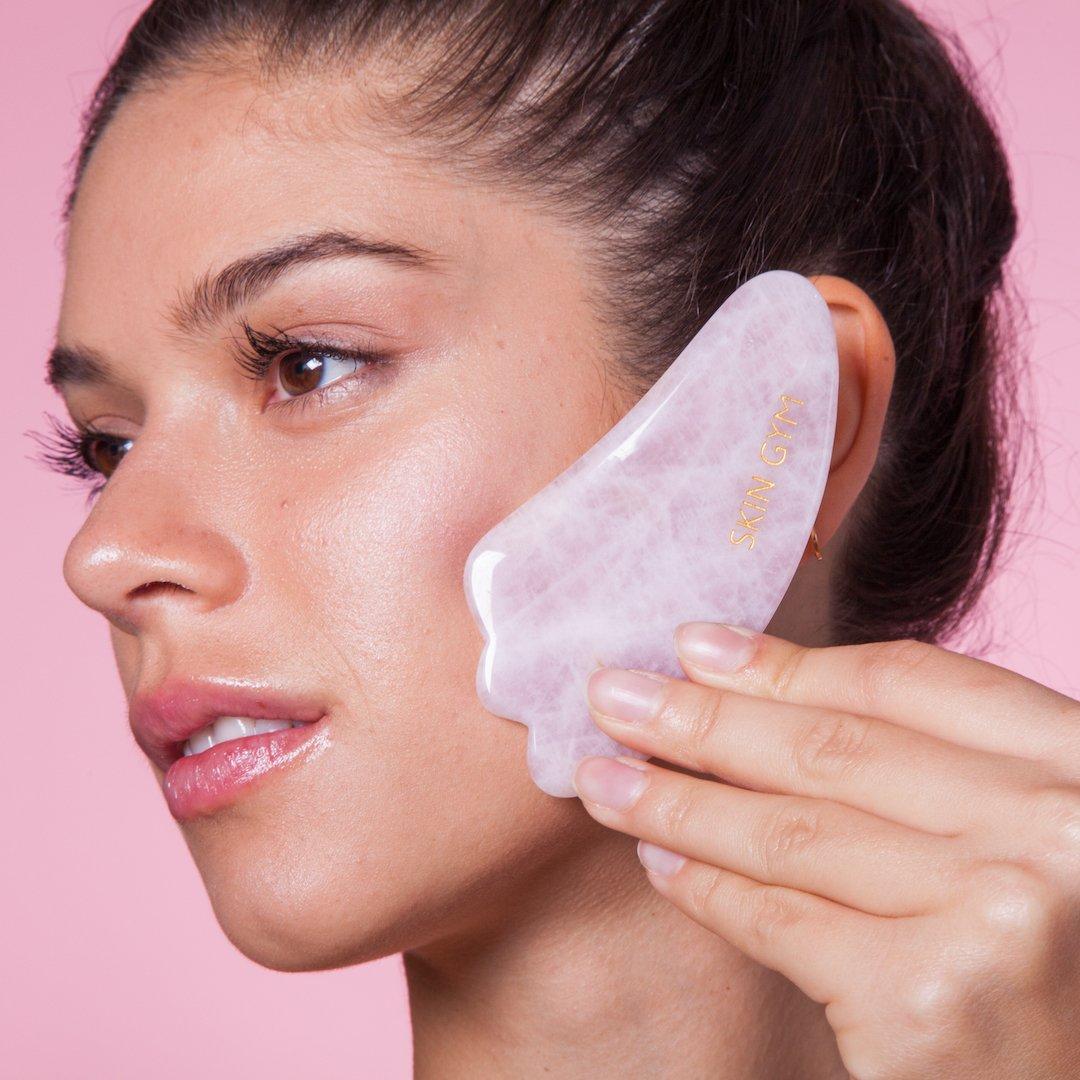 Pink - Skin Gym - Rose Quartz Gua Sha Crystal Sculpty Tool - 3