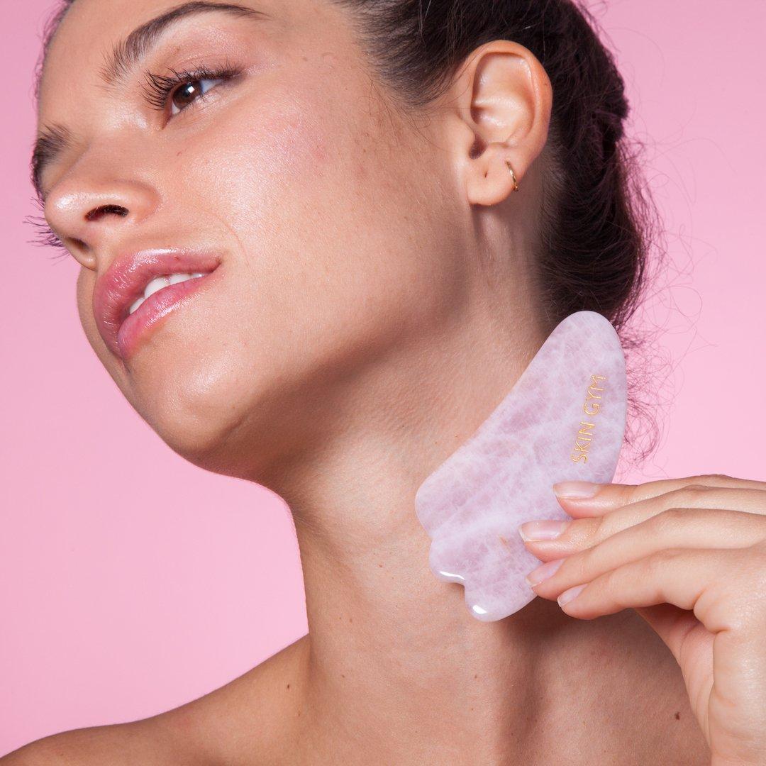 Pink - Skin Gym - Rose Quartz Gua Sha Crystal Sculpty Tool - 4