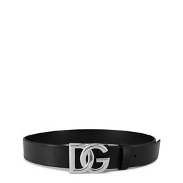 Dolce and Gabbana Lux Leather Crossover Logo Buckle Belt