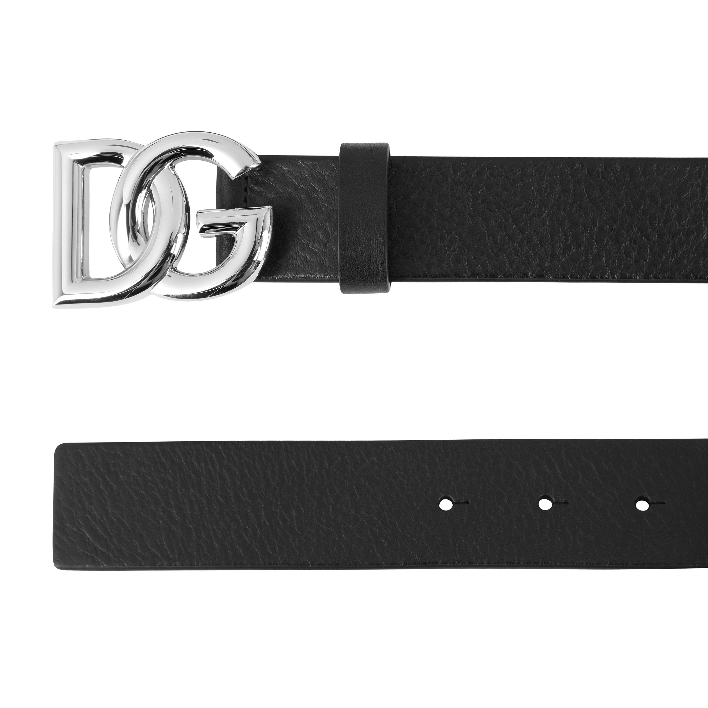 Black 80999 - Dolce and Gabbana - Lux Leather Crossover Logo Buckle Belt - 3