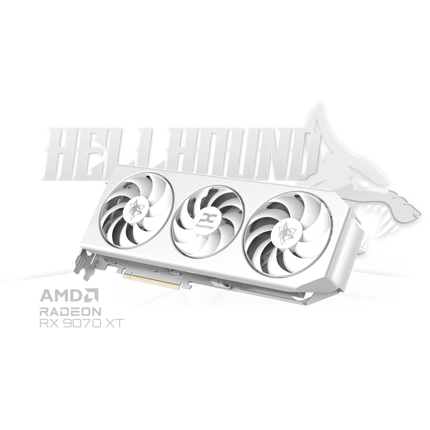 White - Powercolor - Hellhound Spectral White AMD Radeon™ RX 9070 XT 16GB GDDR6 RX9070XT 16G-L/OC/WHITE - 5