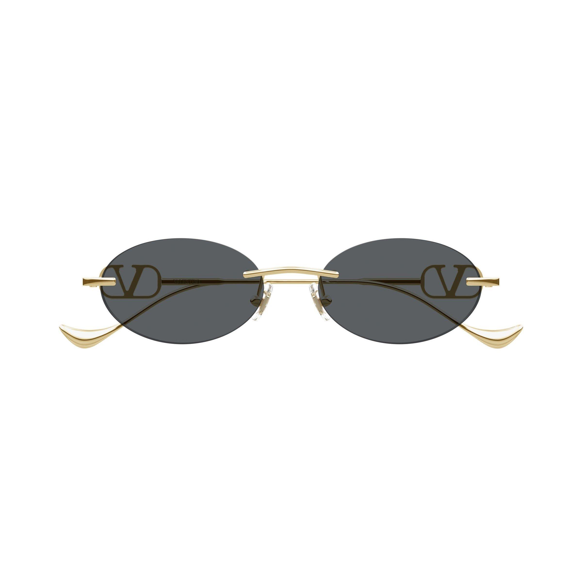 Gold/Grey - Valentino - Women's VG0032S Oval Sunglasses - 2
