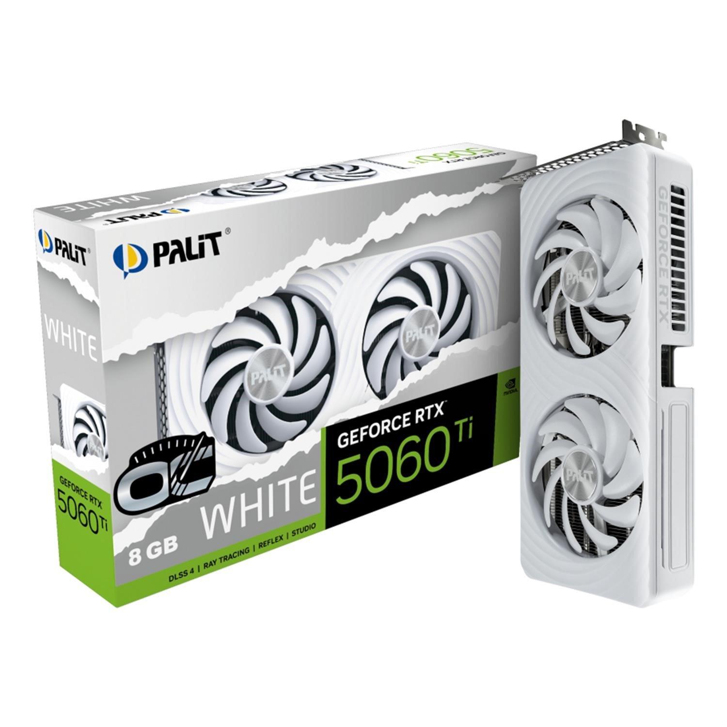White - PALIT - NVIDIA GeForce RTX 5060 Ti White OC 8GB Blackwell Graphics Card - 1