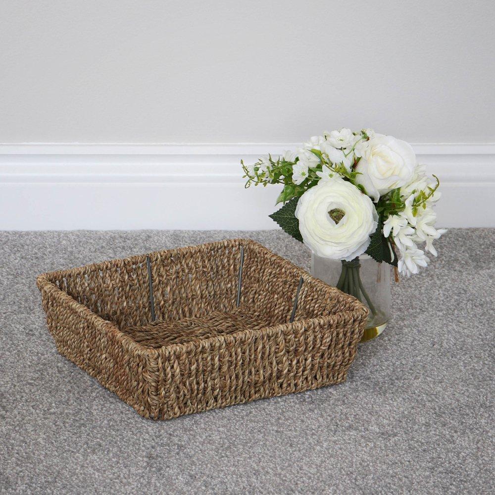 Natural - JVL - Seagrass Square Storage Tray Pack of 6 - 6