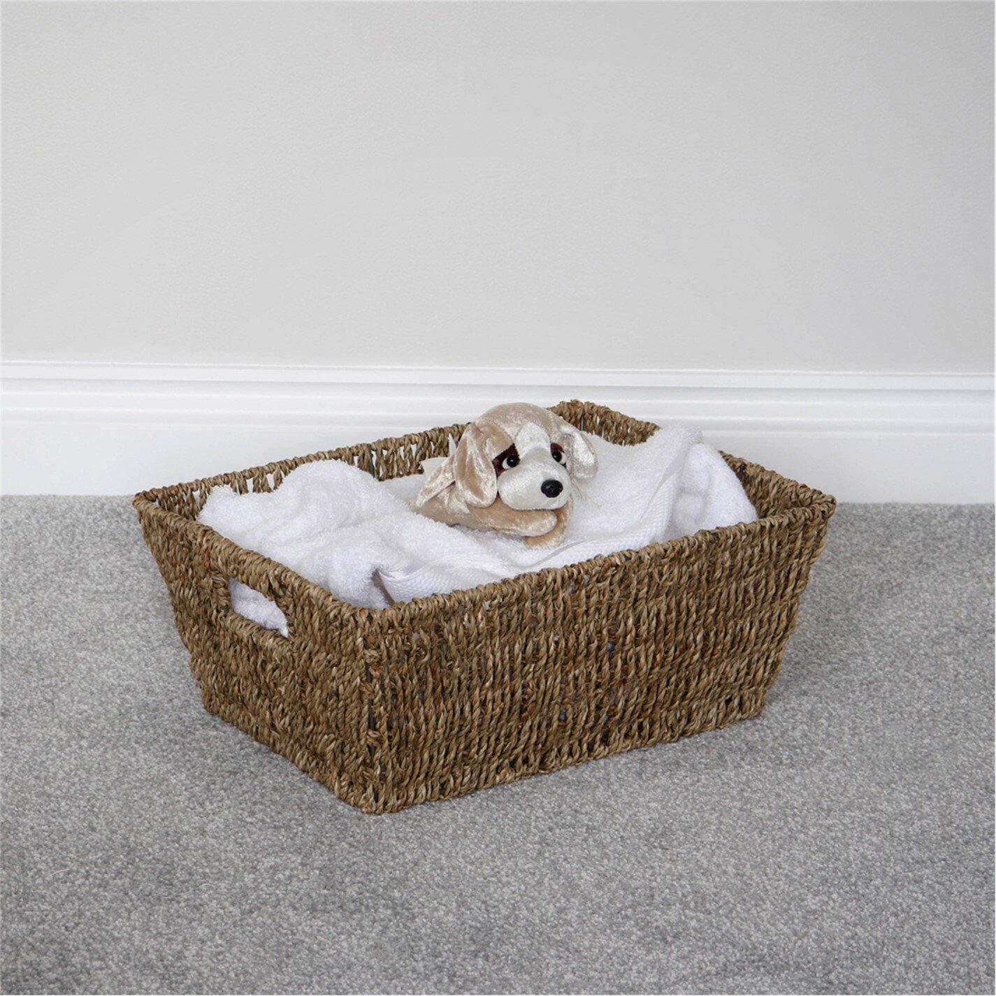 Natural - JVL - Seagrass Rectangular Storage Basket Pack of 6 - 4