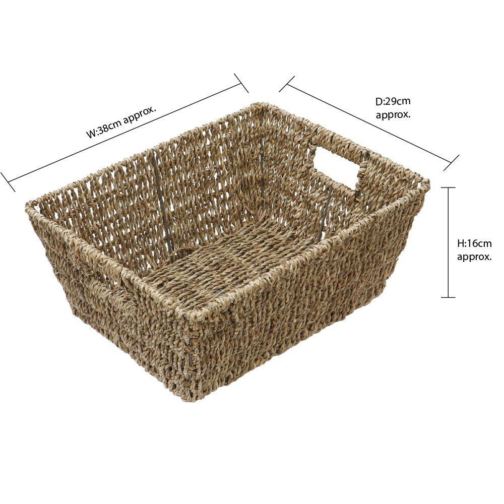 Natural - JVL - Seagrass Rectangular Storage Basket Pack of 6 - 8