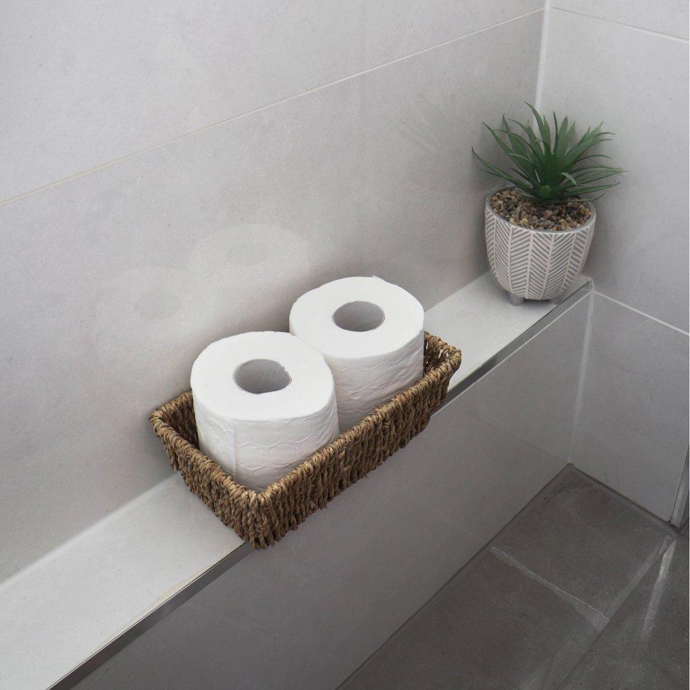 Natural - JVL - Seagrass Set of 3 Rectangular Tapered Storage Bask - 8