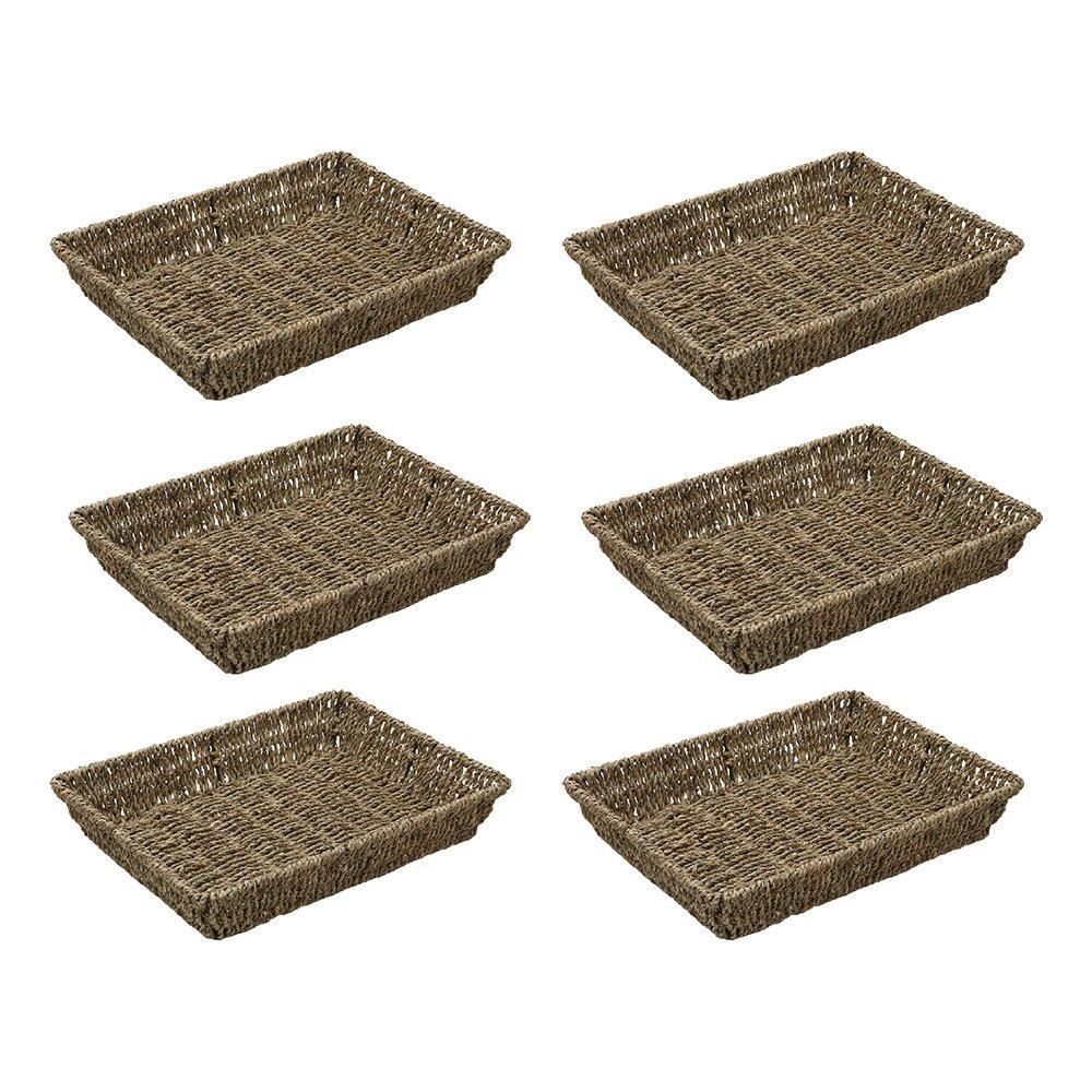 Jvl  Seagrass Rectangular Storage Tray Pack Of 6 - Natural - 6 Pack