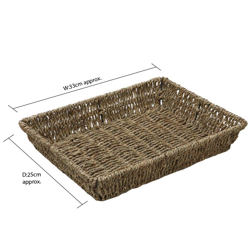 Natural - JVL - Seagrass Rectangular Storage Tray Pack of 6 - 7