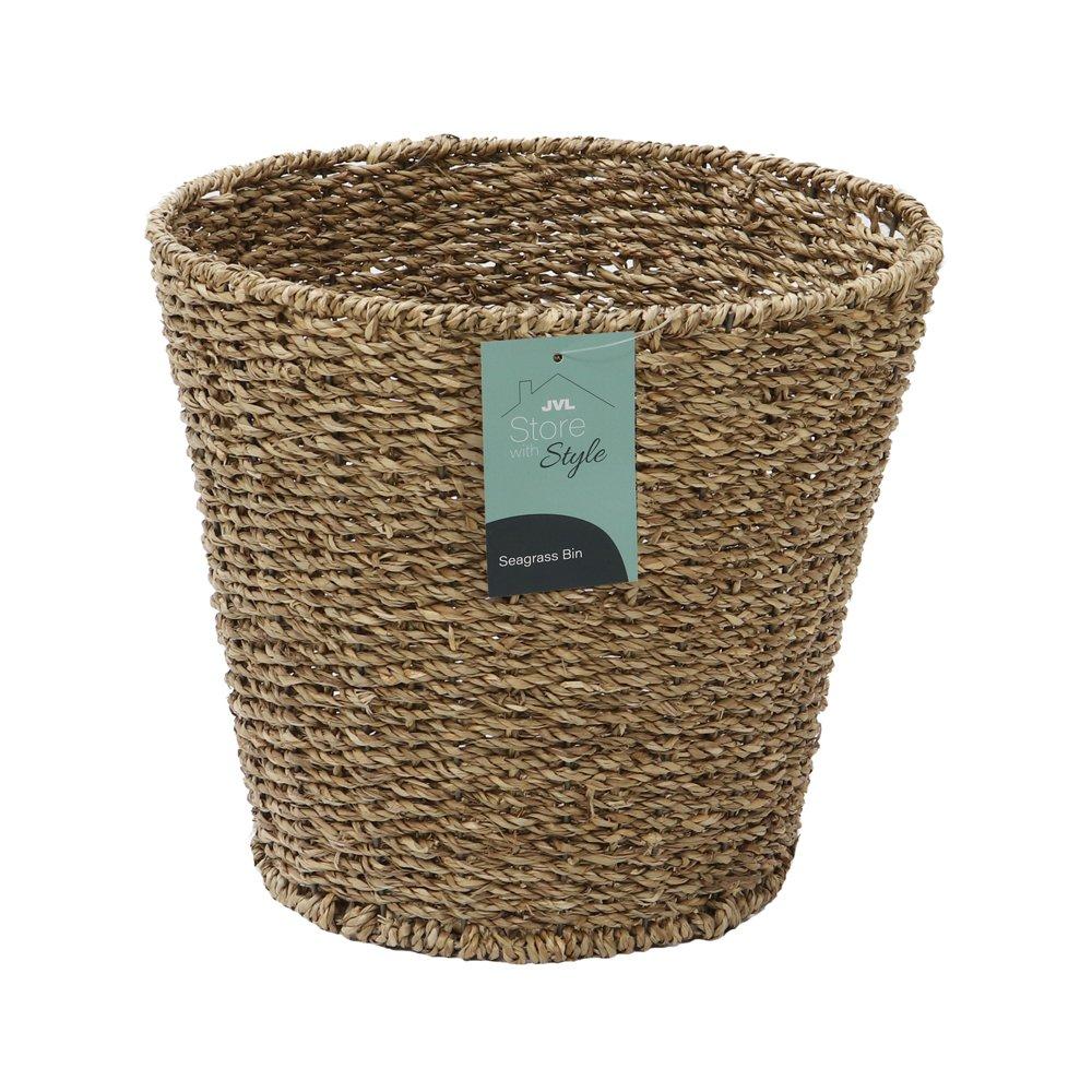 Natural - JVL - Seagrass Round Bin - 4