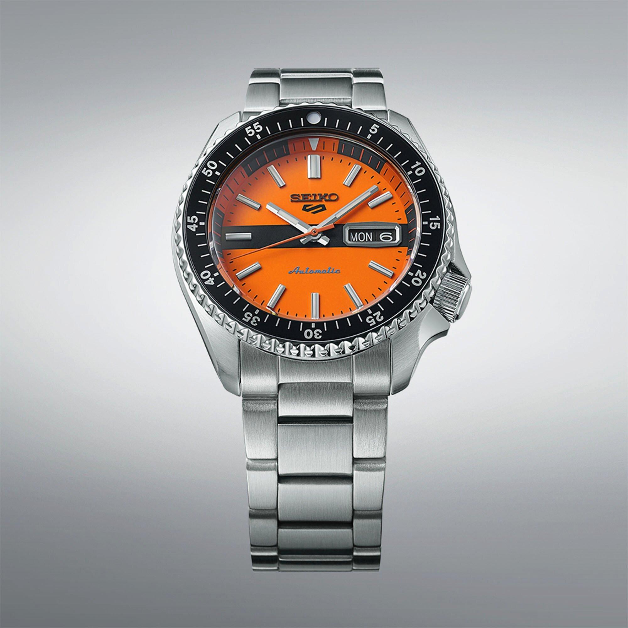 Orange /Silver - Seiko - Men's 5 Sports Retro Automatic Analogue Watch - 2
