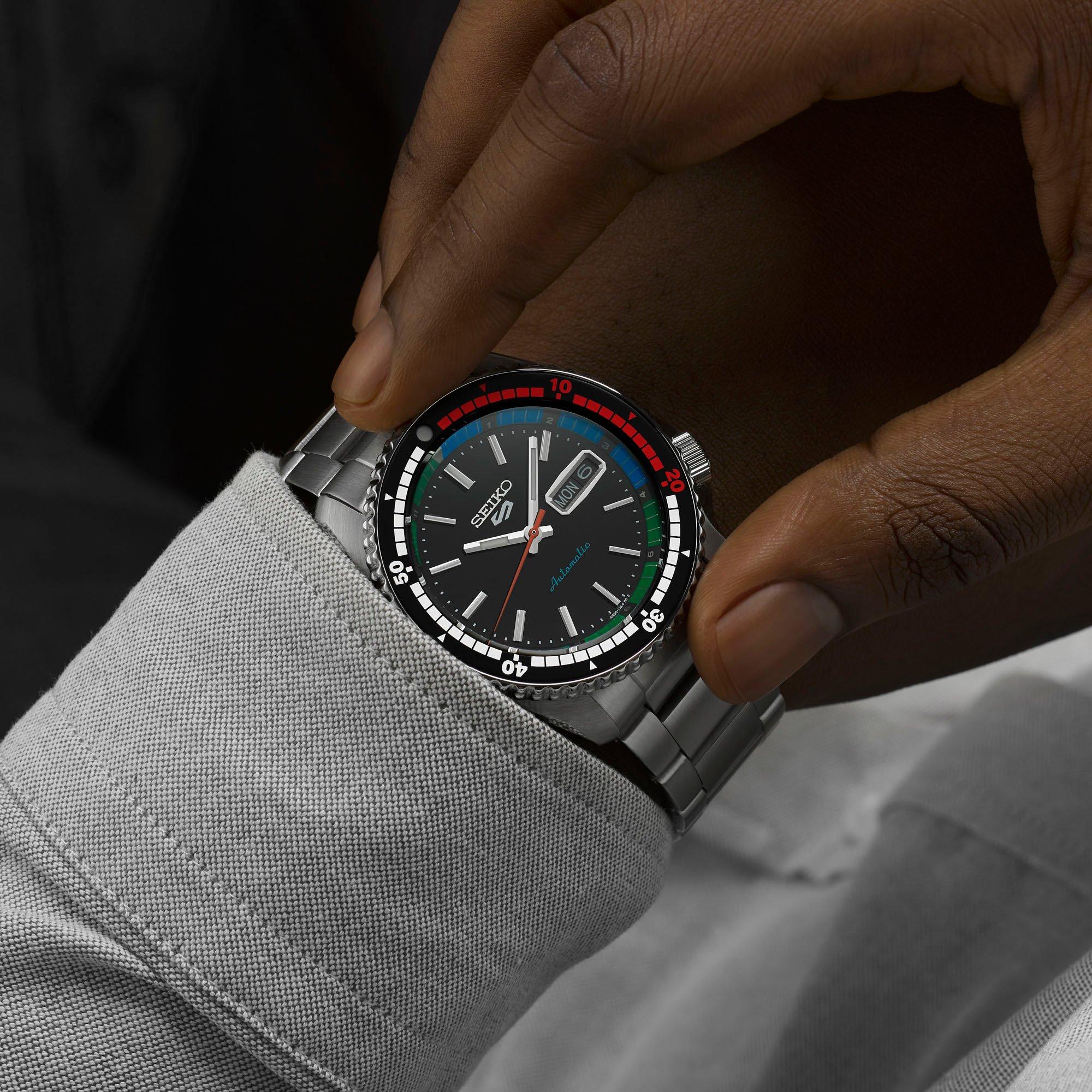 Black/Silver - Seiko - Men's 5 Sports Retro Automatic Auto Analogue Watch - 3