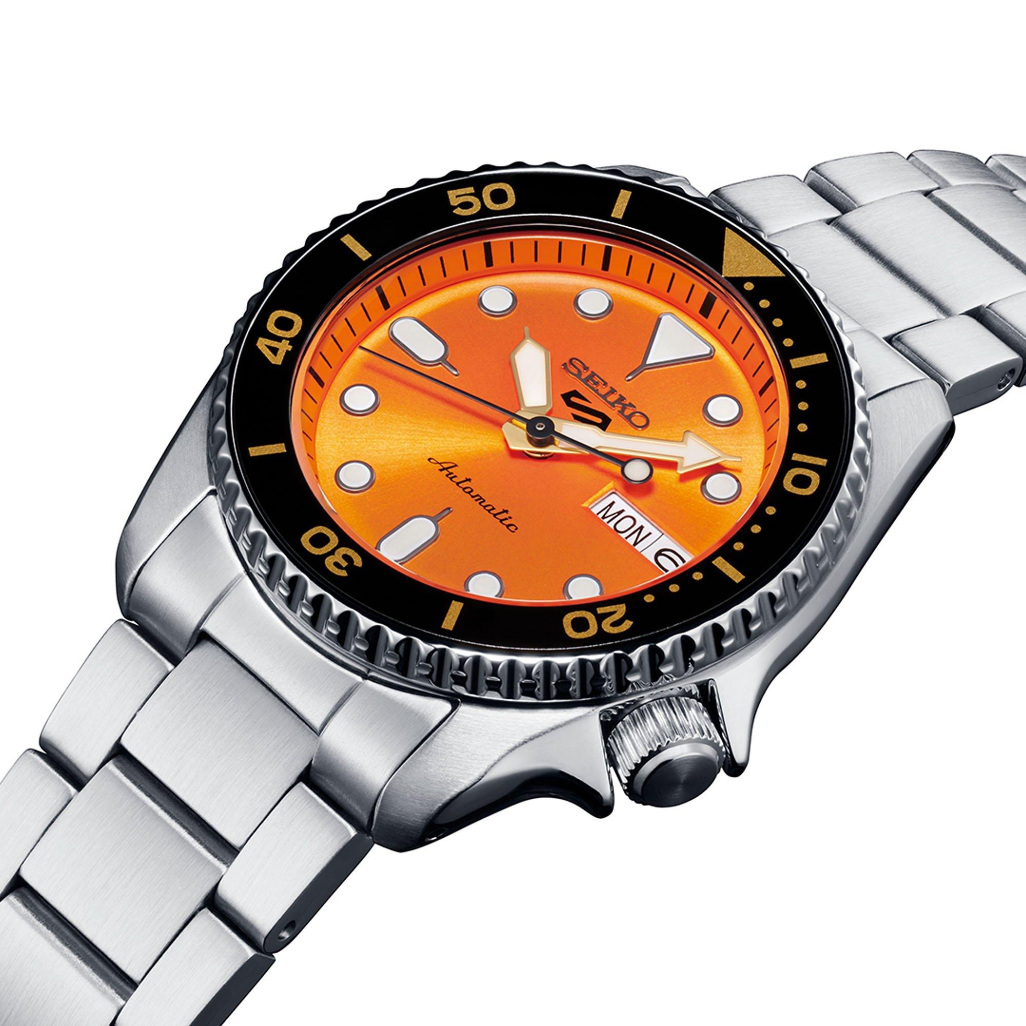 Orange /Silver - Seiko - Men's Automatic Stainless Steel Water Resistant Auto Analogue Watch - 2