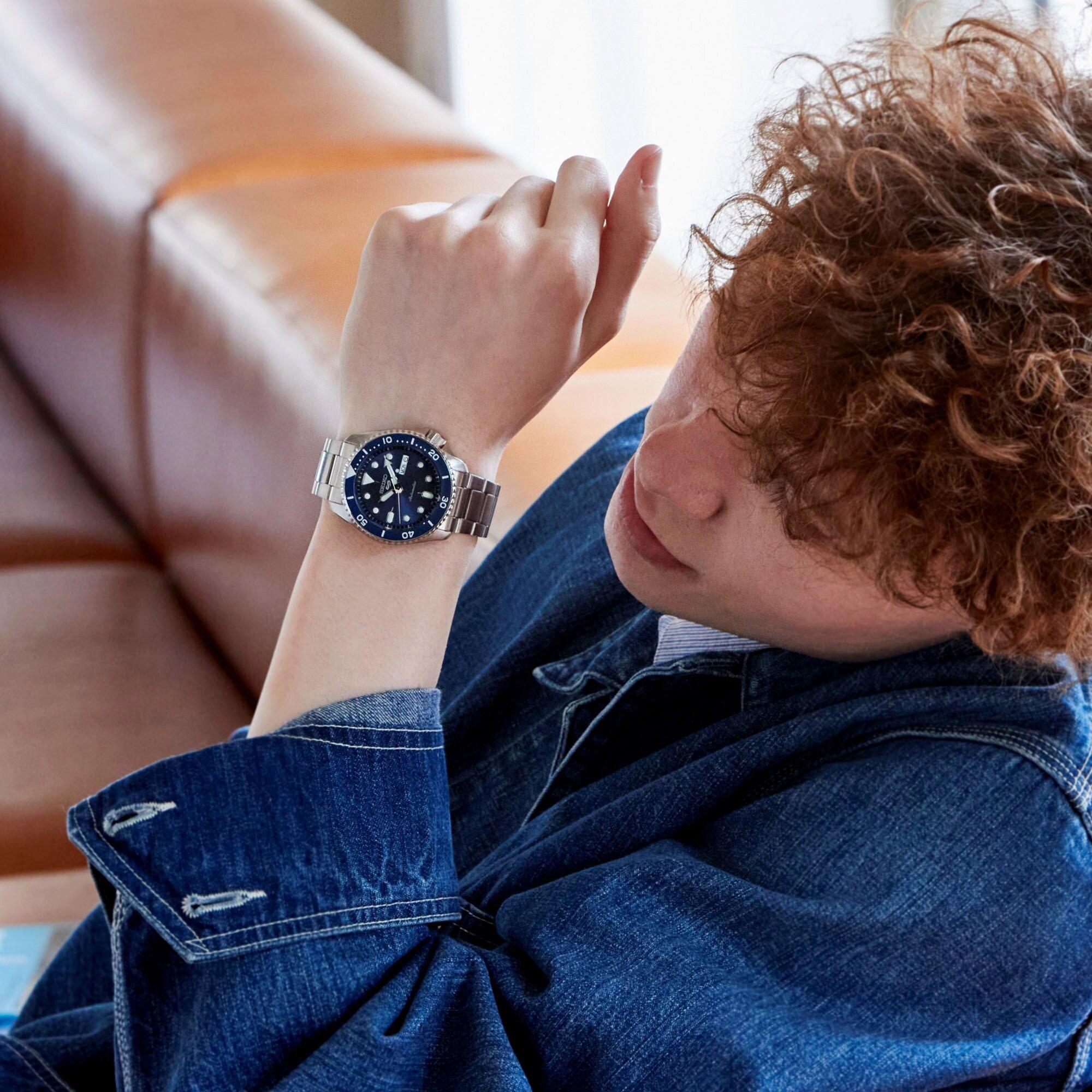 Blue/Silver - Seiko - Men's Auto Analogue Watch - 3