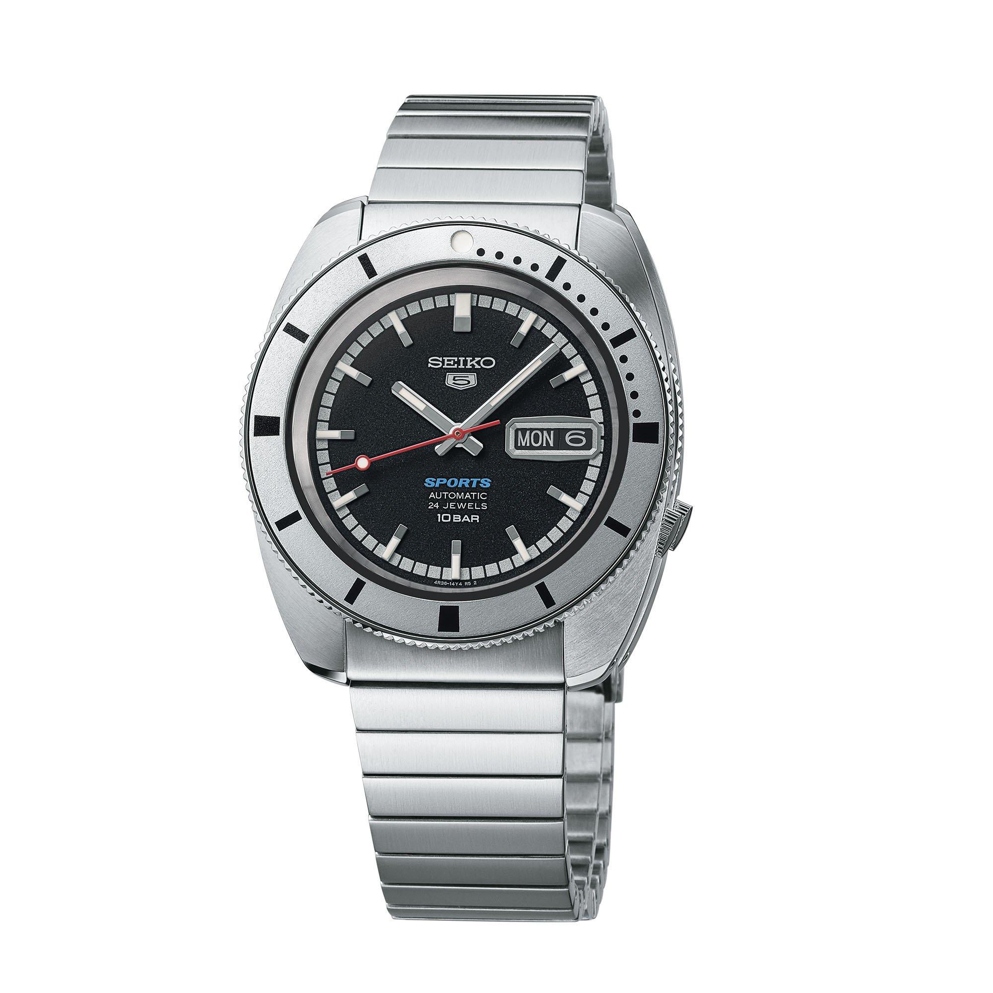 Seiko 5 Sports 1968 Recreation Watch - Black/Silver - Size 38mm