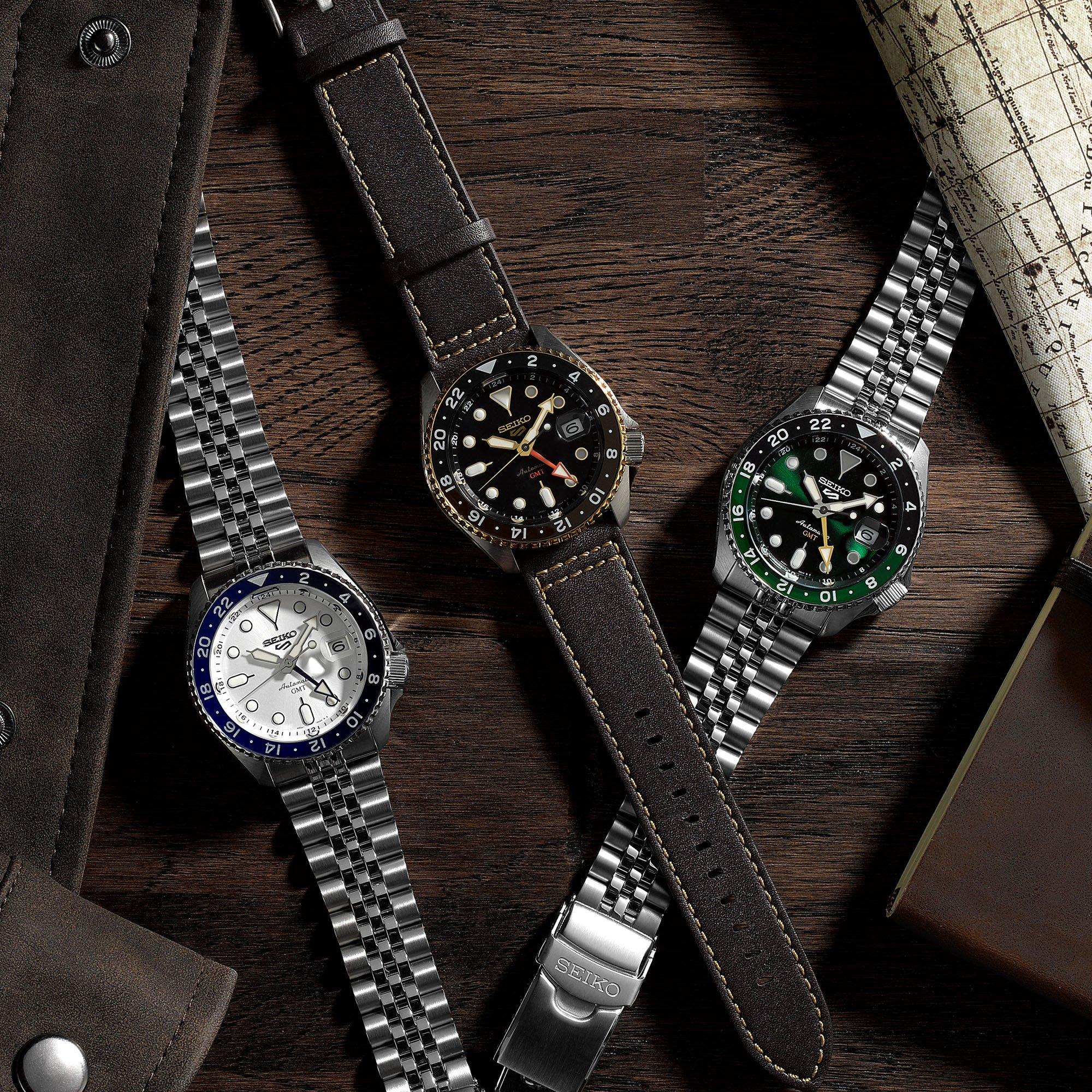 Black/Silver - Seiko - Men's 5 Sports SKX GMT Bi-Colour Analogue Watch - 5