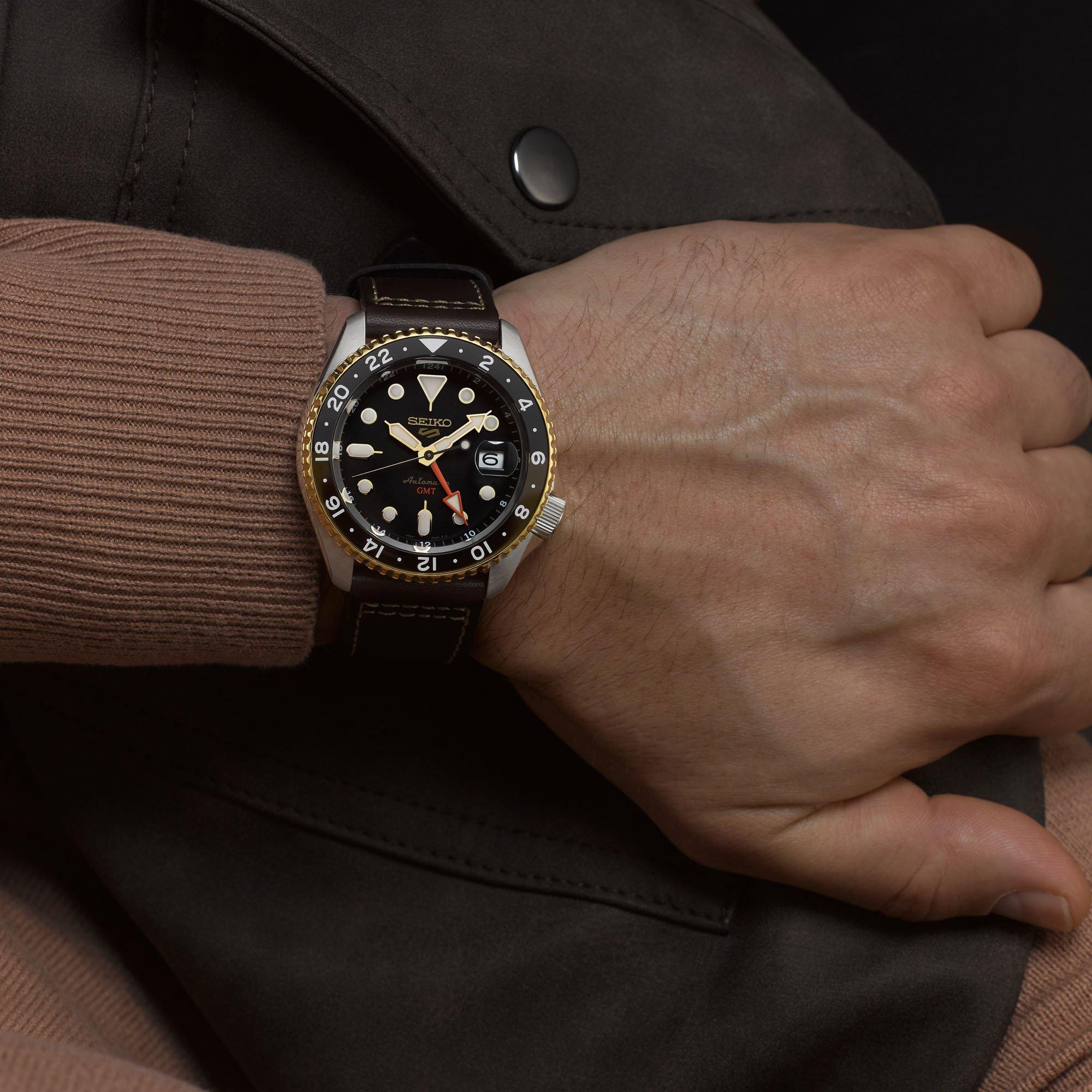 Black/Silver - Seiko - Men's 5 Sports SKX GMT Bi-Colour Analogue Watch - 6