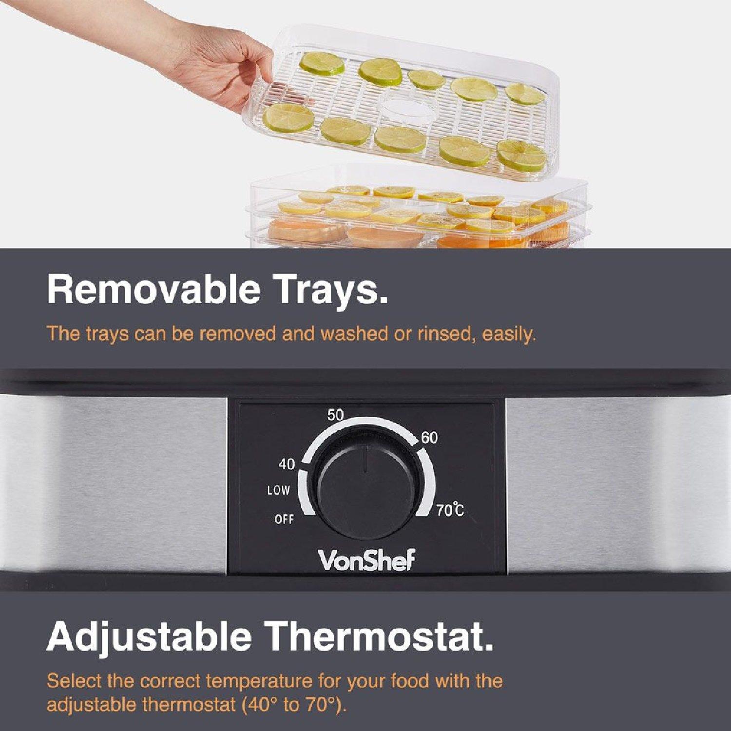 Silver - VonShef - VonShef - 5 Tray Dehydrator - 6