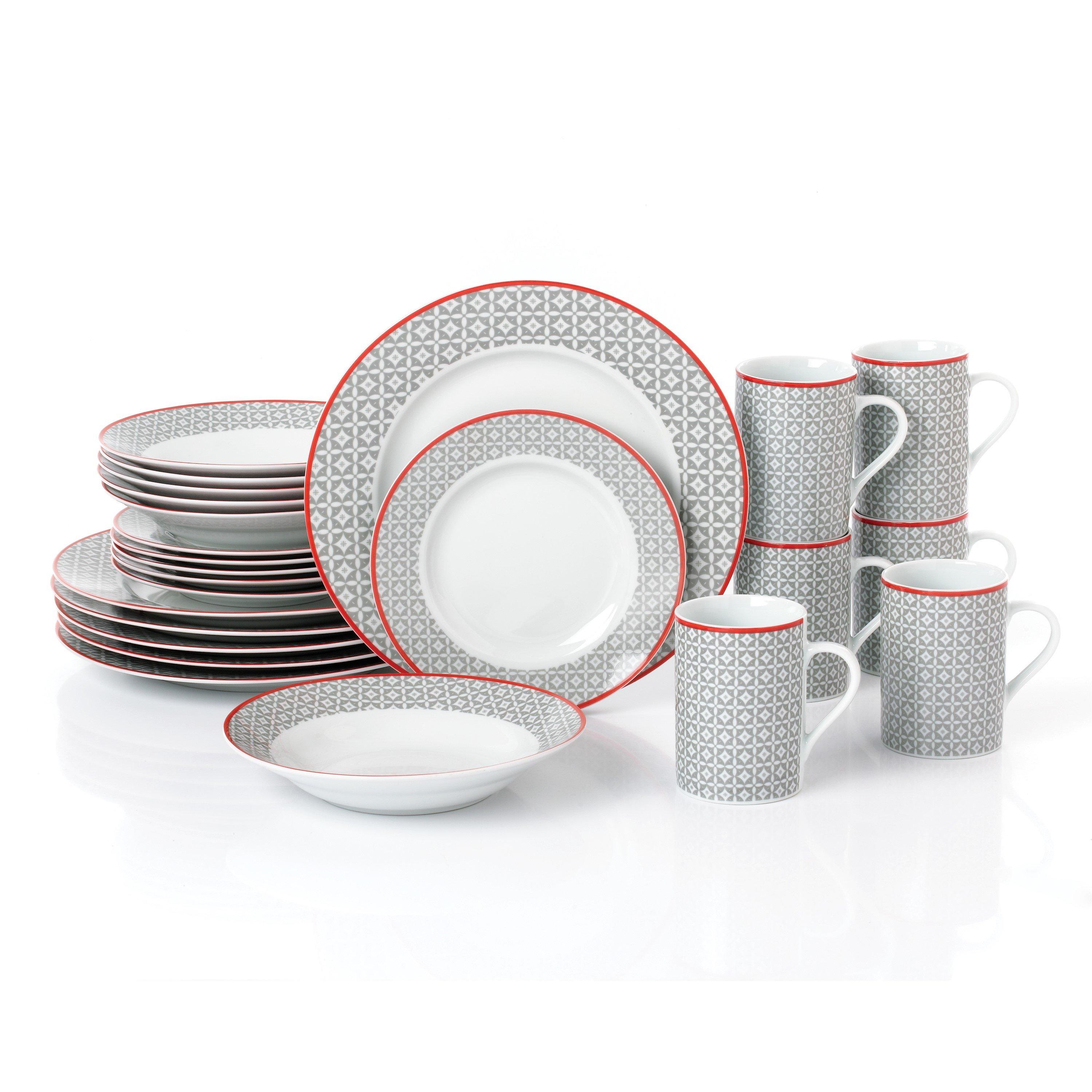 Grey & White - Waterside - 24PC Graphite Grey Dinner Set - 1