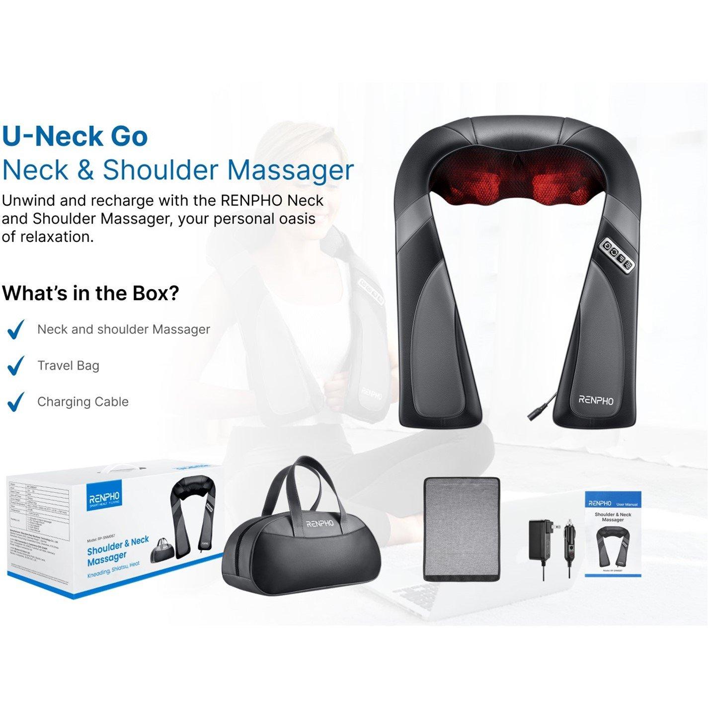 Black - Renpho - RENPHO U-Neck Go-Shiatsu Neck & Shoulder Massager - 8