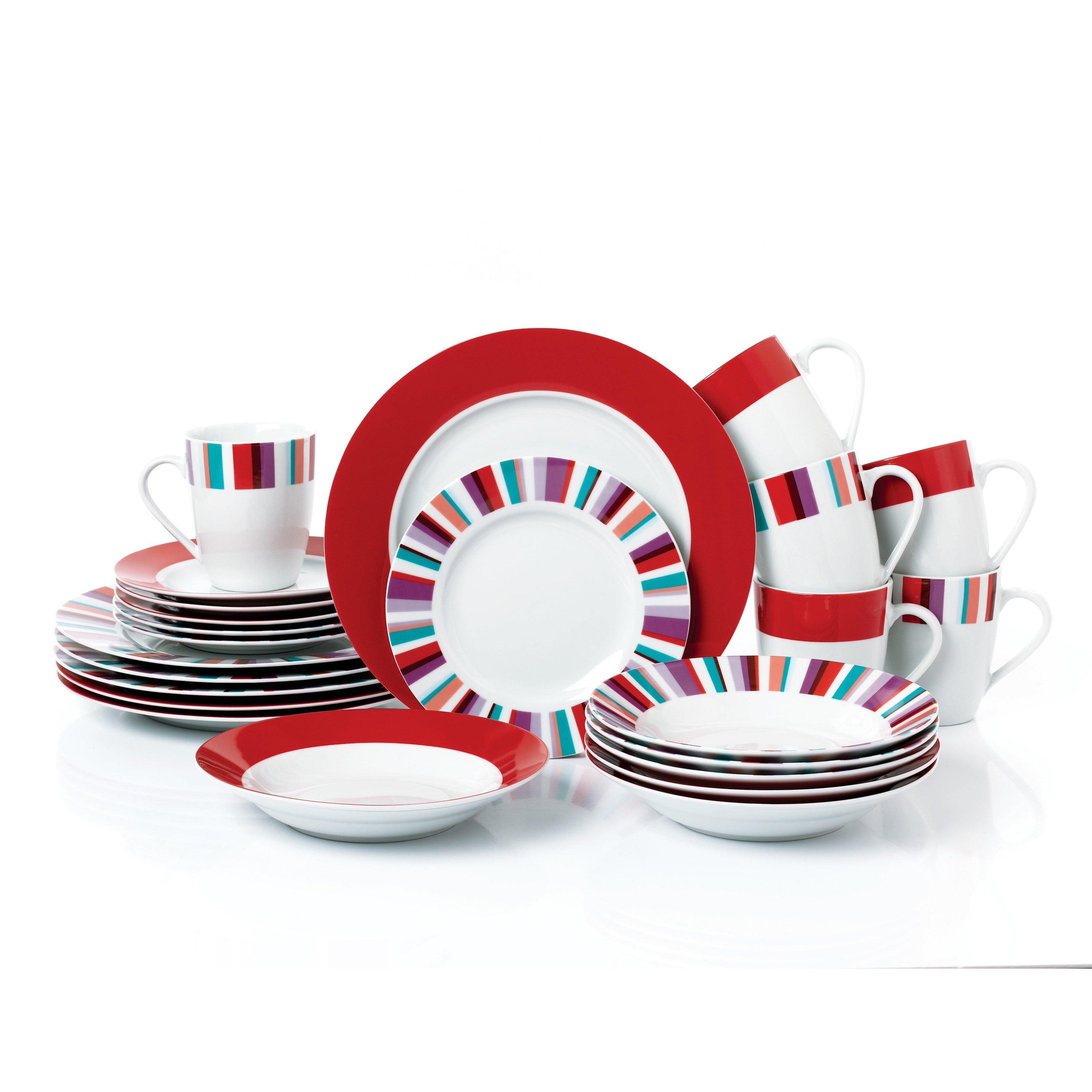 Multi - Waterside - 24PC Mix and Match Stripe Dinner set - 1