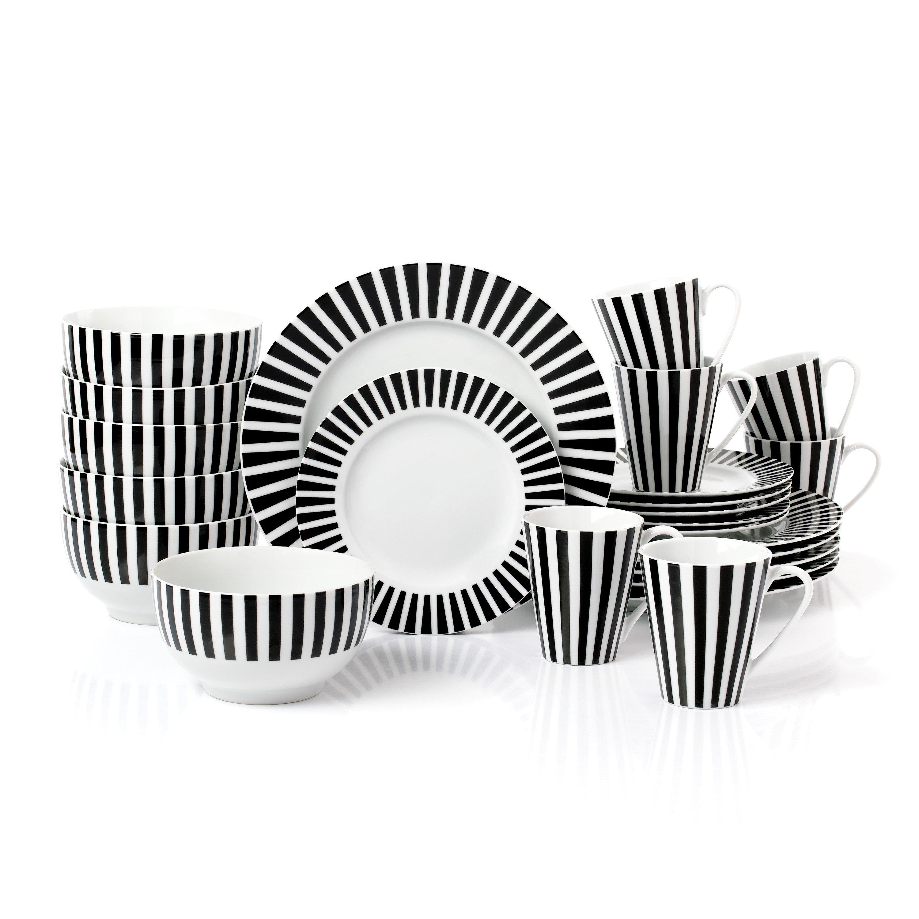 Black - Waterside - 24pc Black Split Stripe - 1