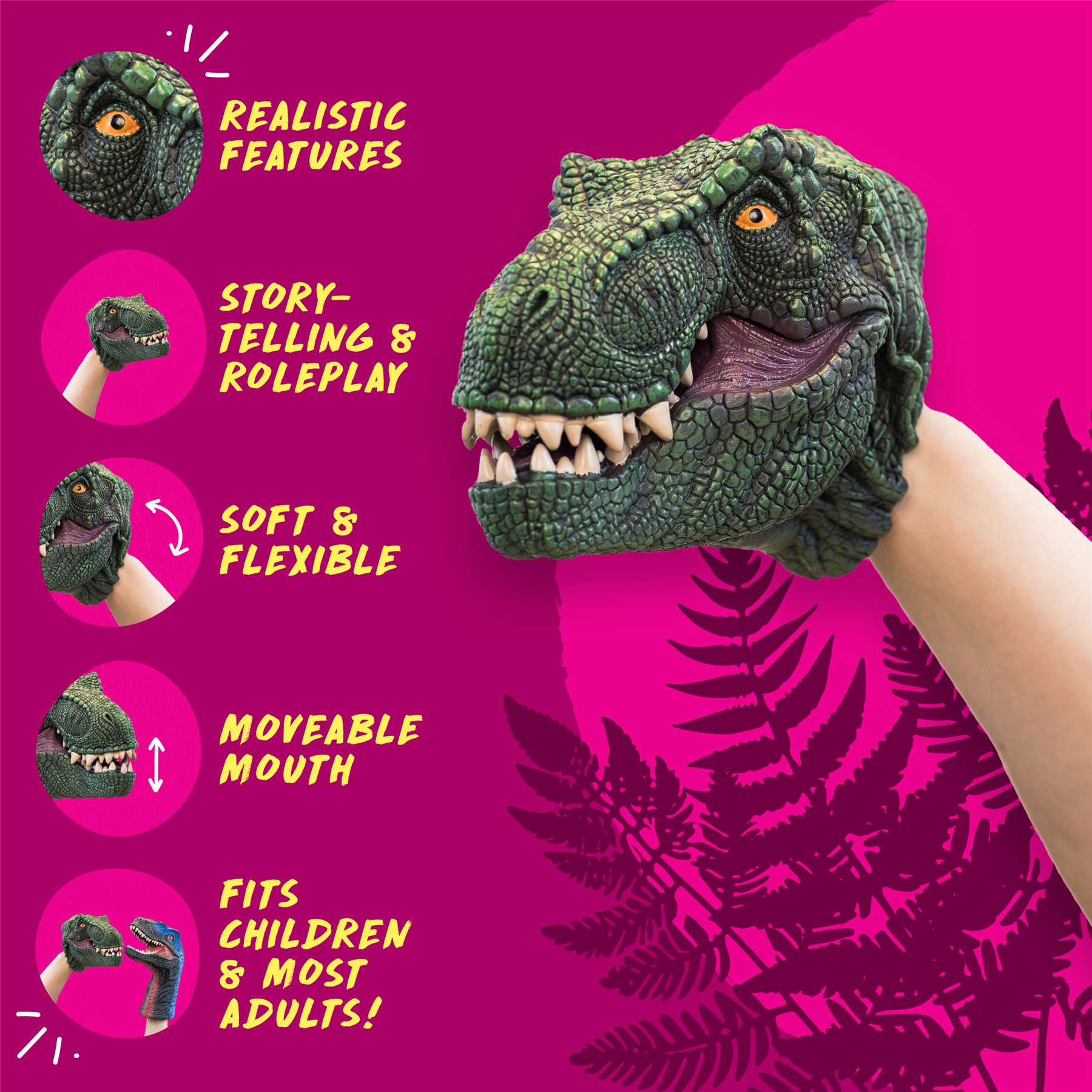 Multi - Wild Thingz - Hand Puppet - Trex - Green - 1